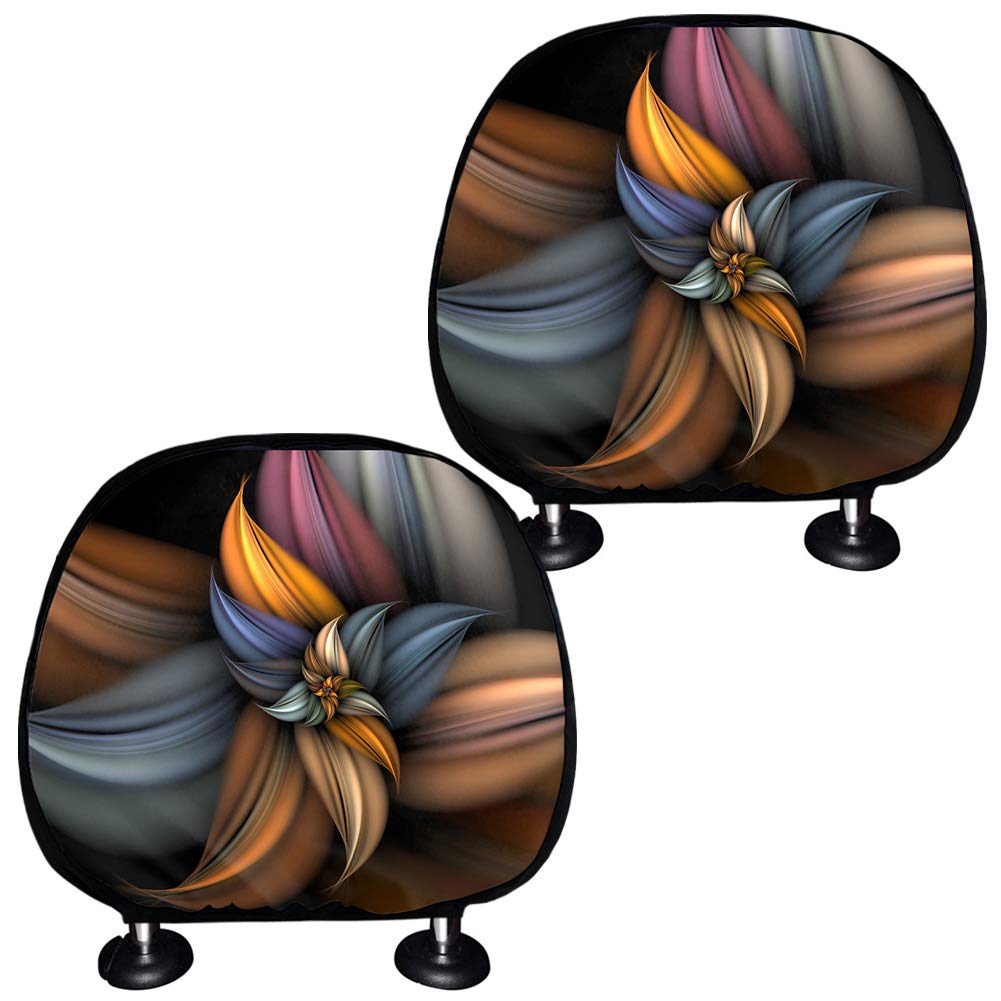 3D Colorful Floral Print Universal Car Headrest Covers - Soft Car Seat Protectors for SUV, Truck & Van - Personalized Auto Accessories for Women (Perfect for Road Trips & Daily Commute)
