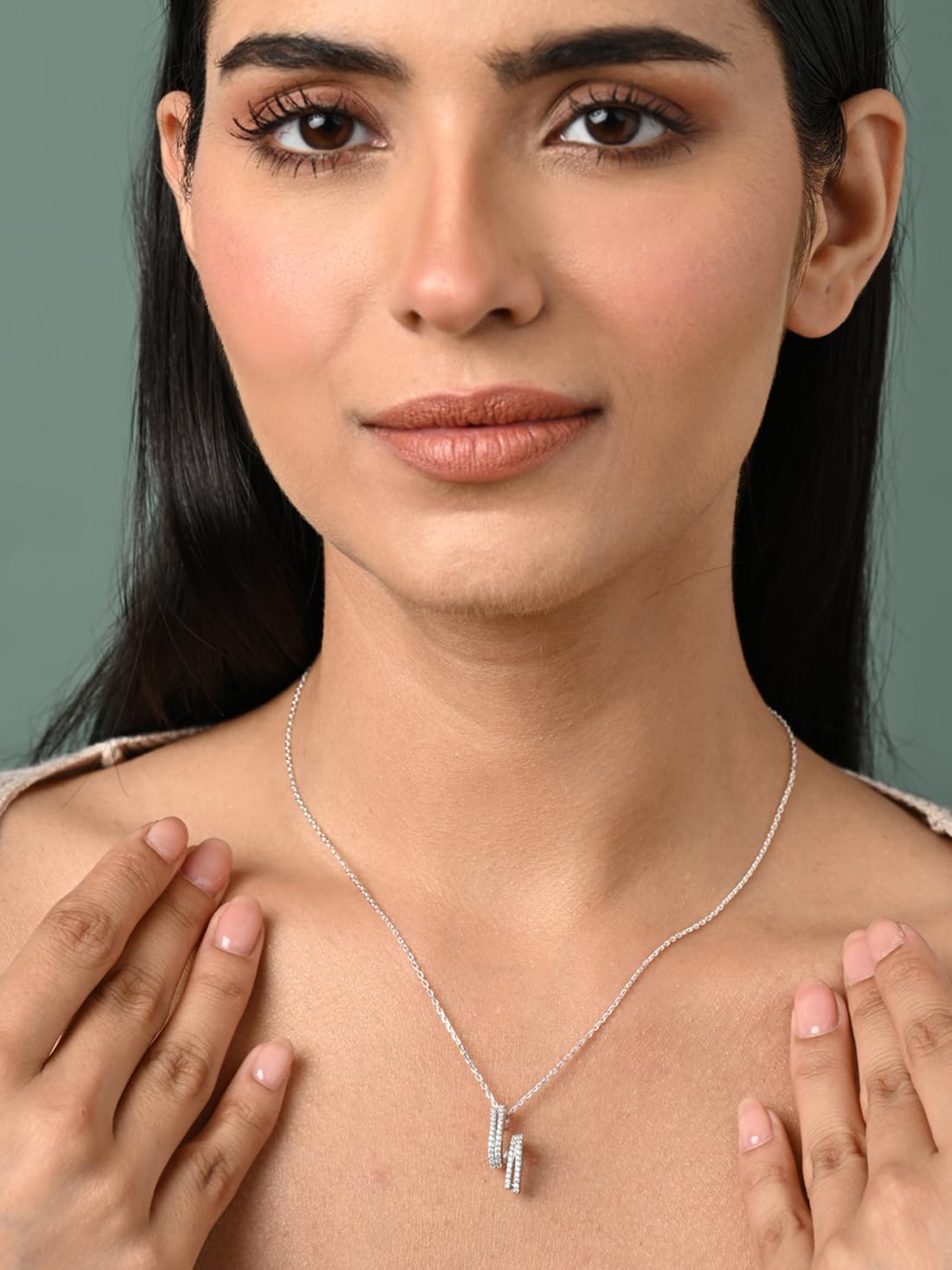 925 Sterling Silver Curl Pendant Earrings & Necklace Set with Platinum Plating & Swiss Zirconia | Elegant Jewelry Gift for Women & Girls | Perfect for Weddings, Parties & Special Occasions
