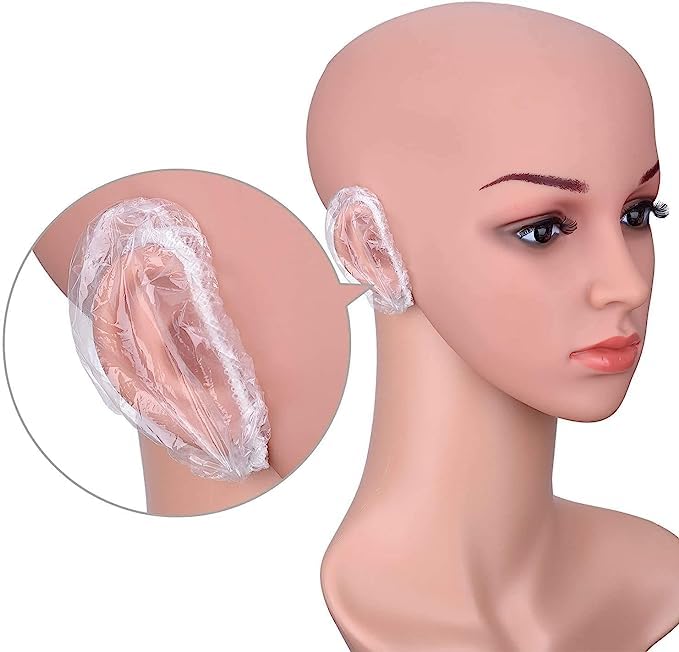100 Pcs Waterproof Ear Protectors for Shower, Bathing & Hair Dye - Reusable Spa Ear Covers for Home, Hotel & Salon Use - Keep Ears Dry During Swimming, Washing Hair & Beauty Treatments