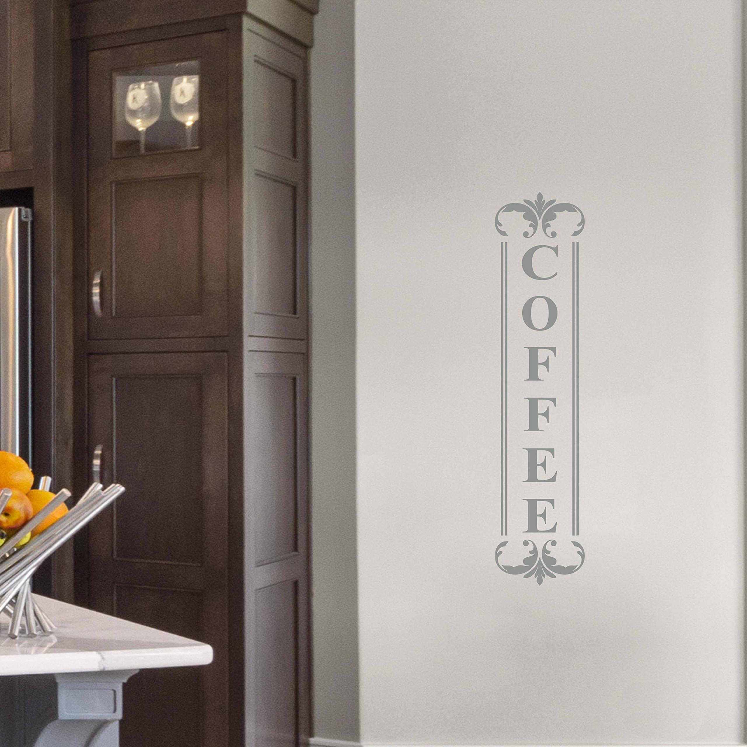 Coffee Wall Decal Quote - 2.5x11 Light Grey for Kitchen Decor