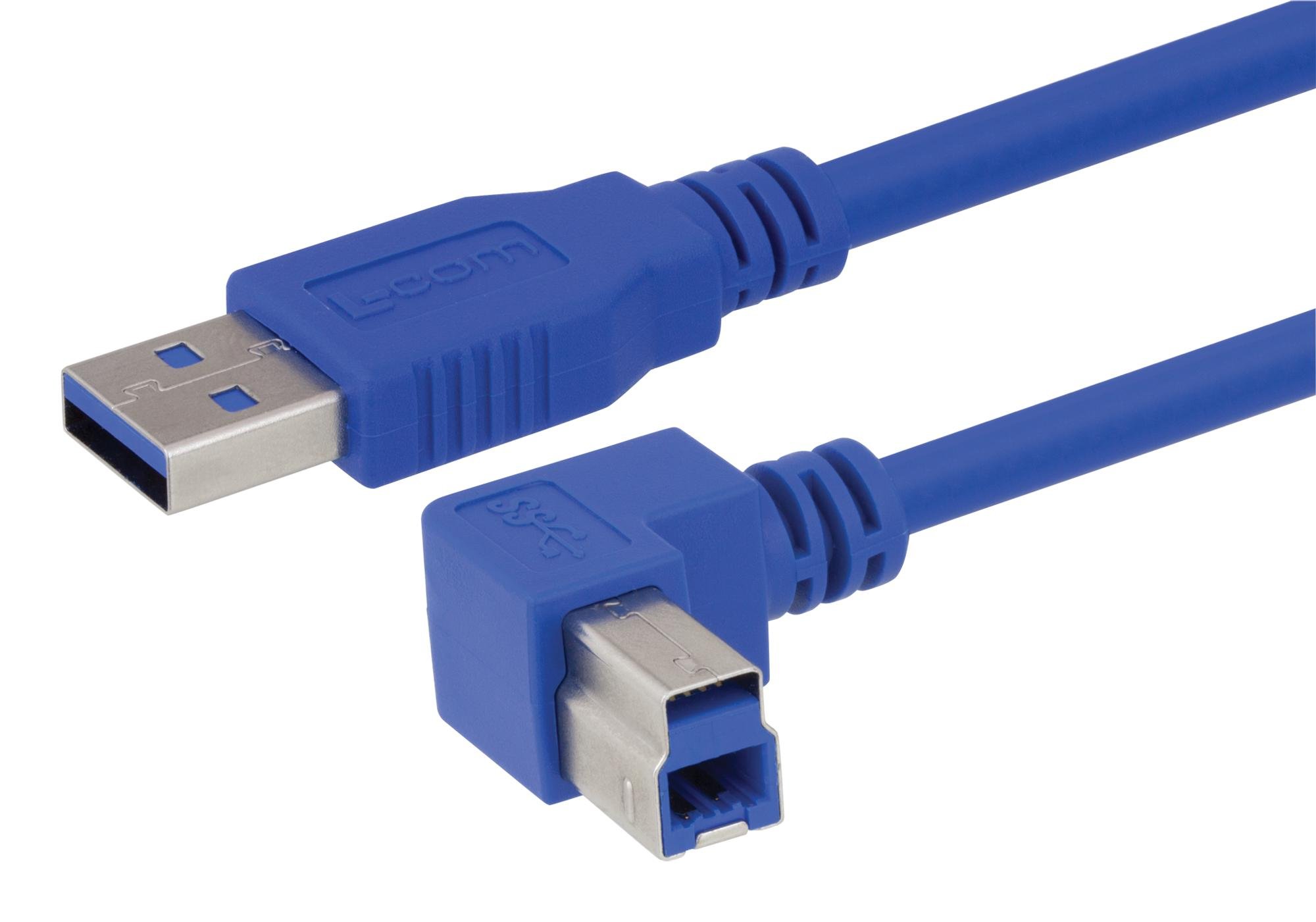 USB 3.0 Cable A to B - 1m/3.3ft High-Speed Data Sync & Charging Cord (2-Pack, Blue) for Printers, Scanners & External Hard Drives