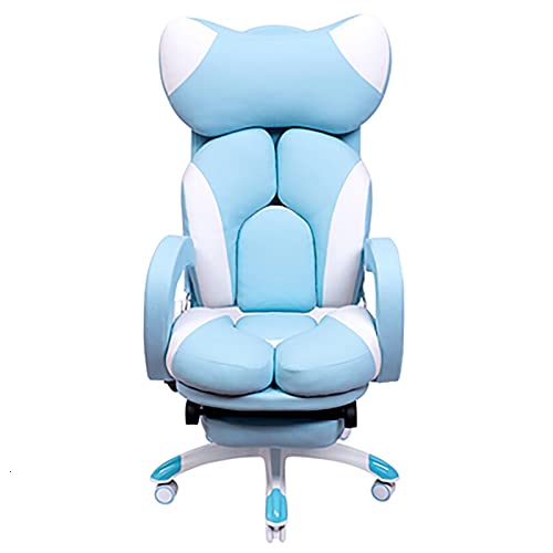 FJXJLKQS Pink Gaming Chair for Girls - Ergonomic Esports Computer Chair with Footrest, 360° Swivel & Reclining - Cute Gamer Furniture for Streaming & Live Gaming (Blue with Footrest) - Perfect for Twitch Streamers, Pro Gamers & Home Office Setup