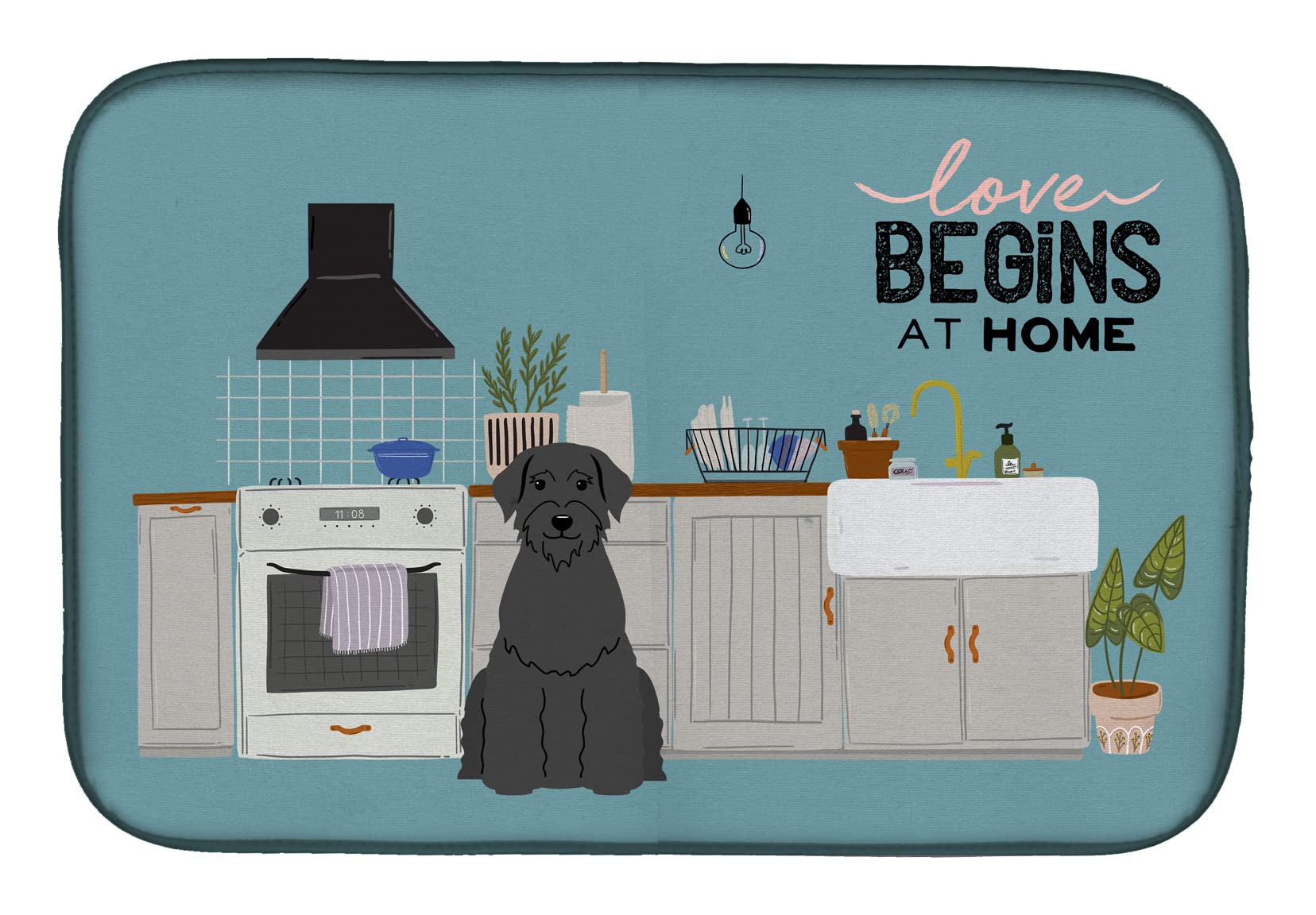 Giant Schnauzer Dish Drying Mat - Absorbent Kitchen Counter Pad 14x21