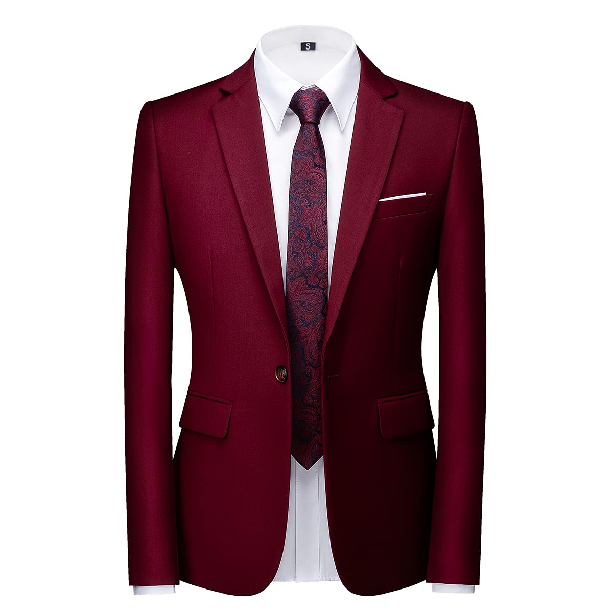 Men's Slim Fit Blazer Suit Jacket - One Button Casual Sports Coat for Wedding & Business (Wine Red) | Perfect for Office Wear, Formal Events & Special Occasions