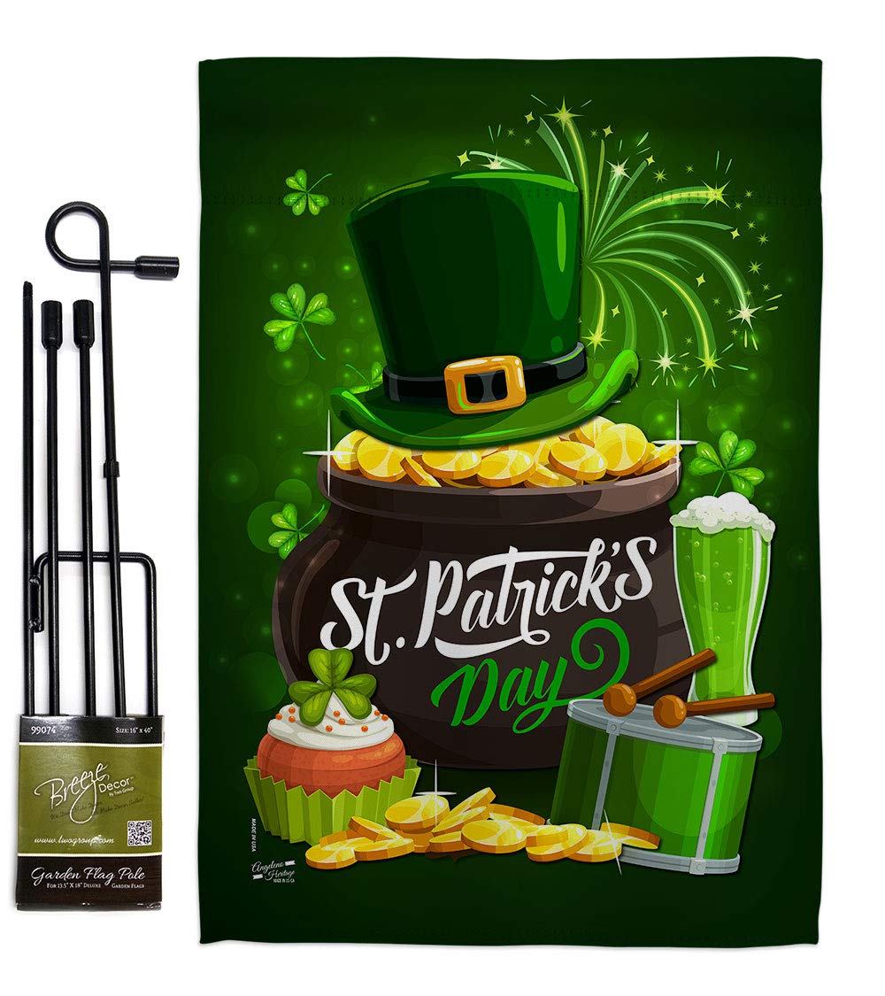 St. Patrick's Day Garden Flag Set - Double-Sided Shamrock Decor for Yard & Home