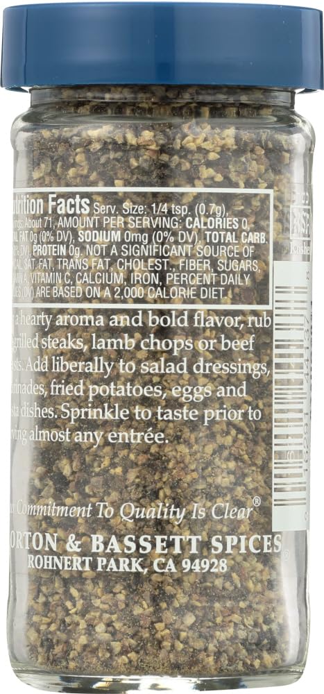 Organic Coarse Ground Black Pepper by Morton & Bassett - 1.8 Oz (Pack of 3) | Premium Spice for Grilling, Steak, Salads & Cooking | Gluten-Free & Non-GMO