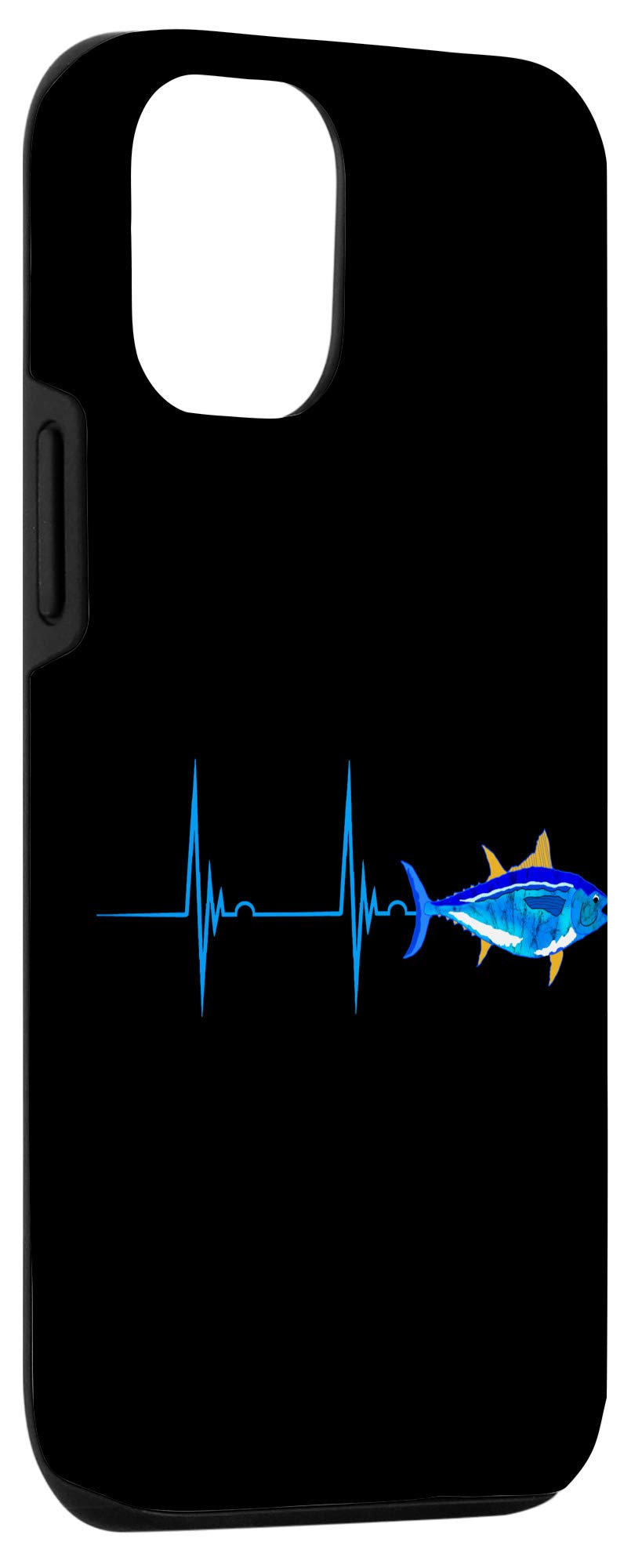 iPhone 12/12 Pro Bluefin Tuna Heartbeat EKG Pulse Line Waterproof Phone Case - Rugged Protective Cover for Deep Sea Fishing, Swimming & Outdoor Adventures