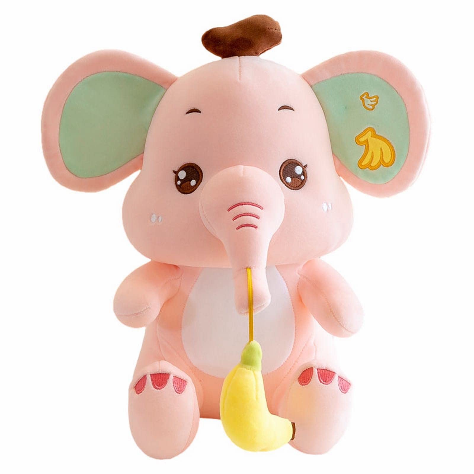 Tuscom Cute Animated Stuffed Plush Elephant Toy - Soft Cartoon Banana Baby Elephant Doll with Proboscis for Kids (Pink, One Size) - Perfect for Nursery Decor, Birthday Gifts & Cuddling Companions