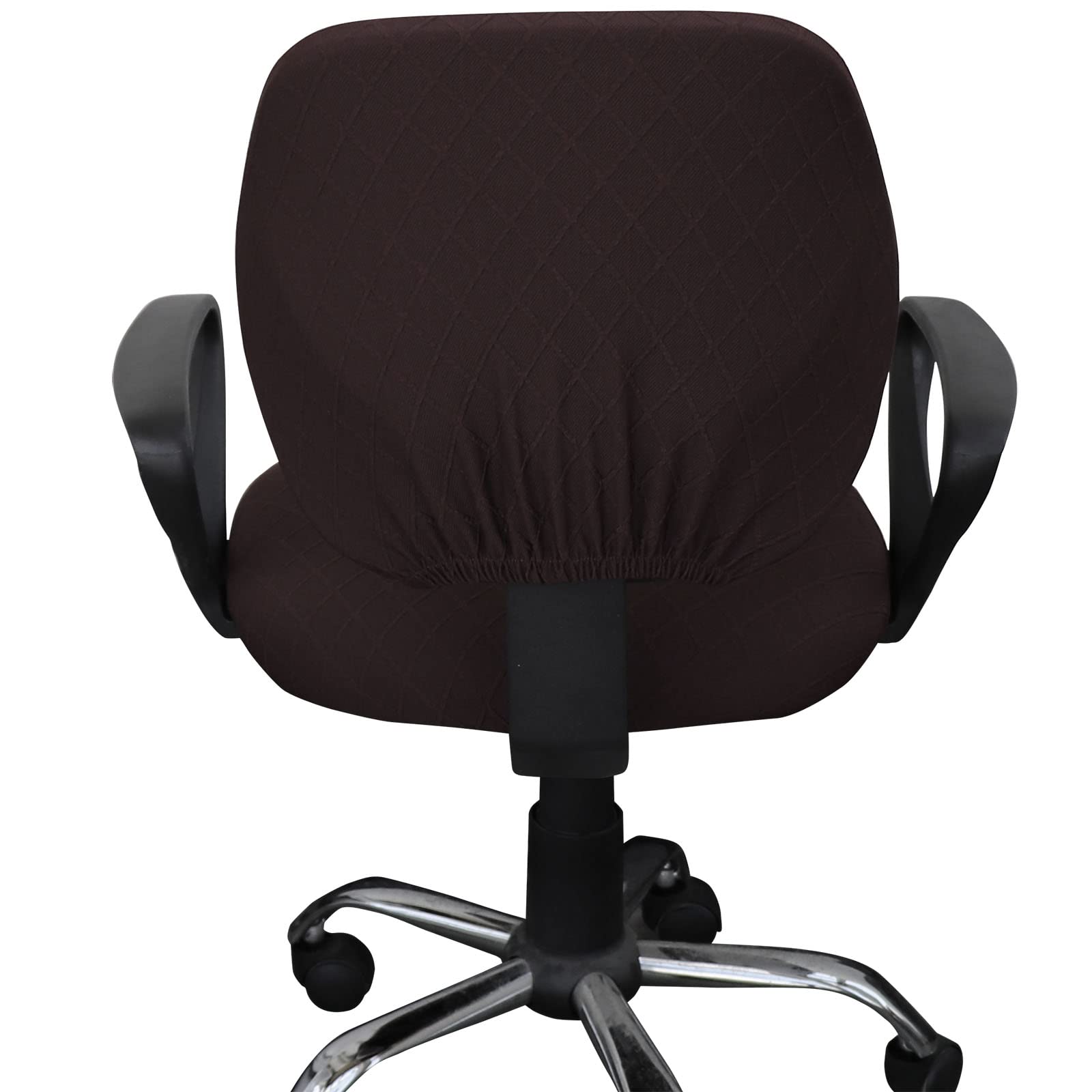 Melaluxe Stretch Jacquard Office Chair Cover - Removable & Washable Desk Chair Slipcover for Swivel Chairs (Coffee) - Perfect for Home Office, Conference Rooms & Workspaces