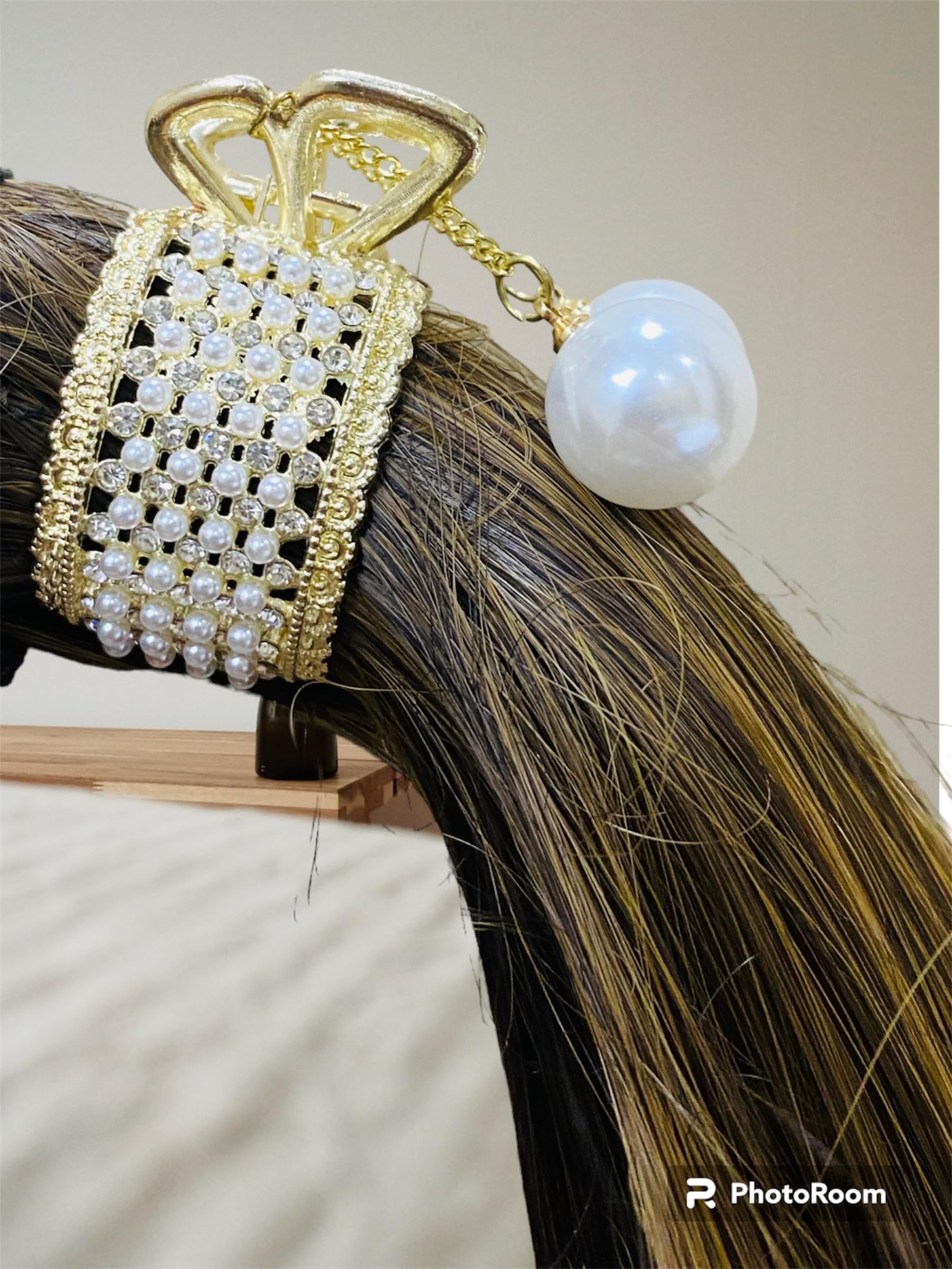 Korean Pearl Beads Hair Claw Clip - Elegant Rhinestone Ponytail Holder & French Barrette for Women and Girls | Perfect for Weddings, Parties, and Everyday Styling