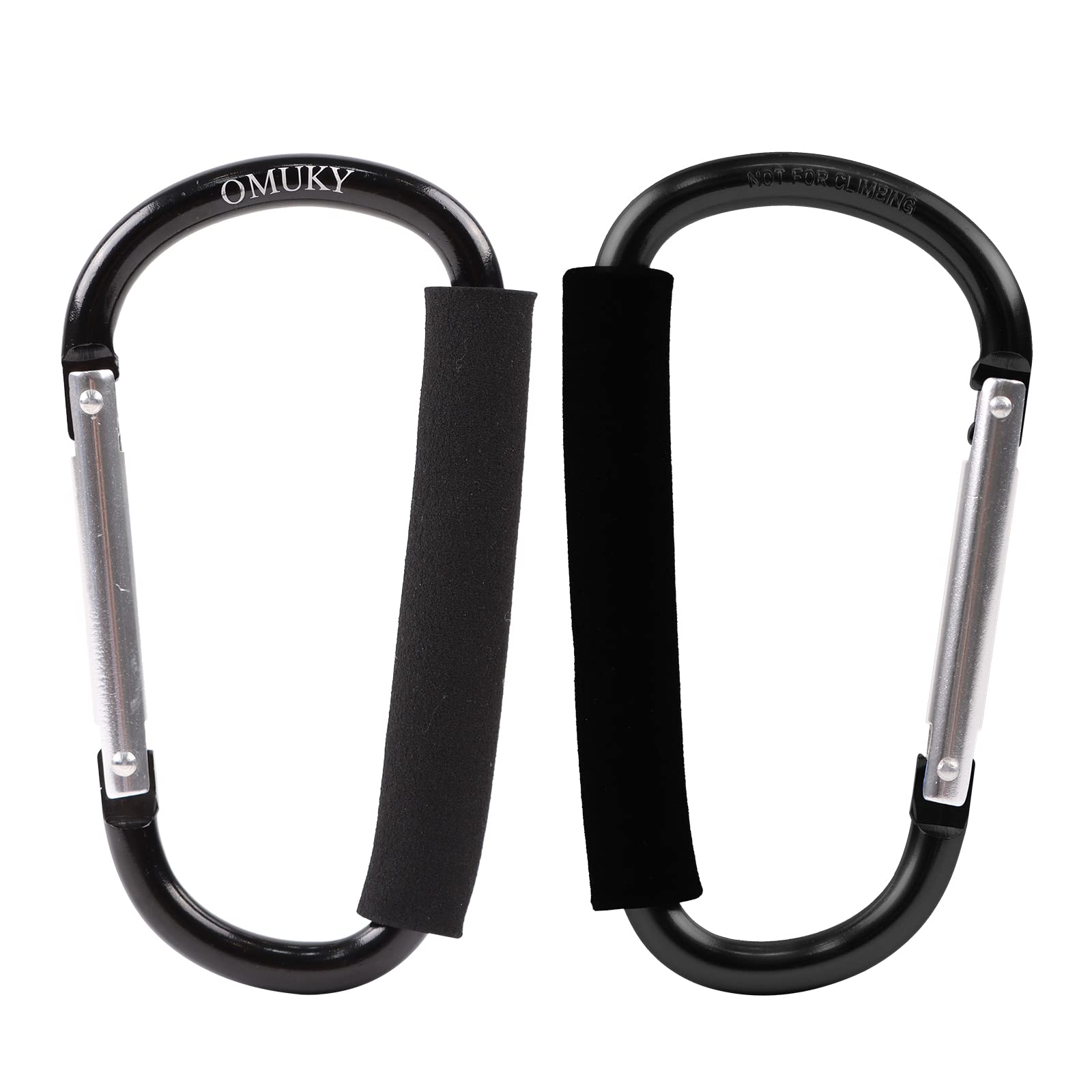 OMUKY 2-Pack Heavy Duty Carabiner Clips - Multipurpose Snap Hooks for Grocery Bags, Strollers, Backpacks & Shopping (Oversized Sponge Handle) - Perfect for Grocery Shopping, Hiking, Travel & Daily Organization
