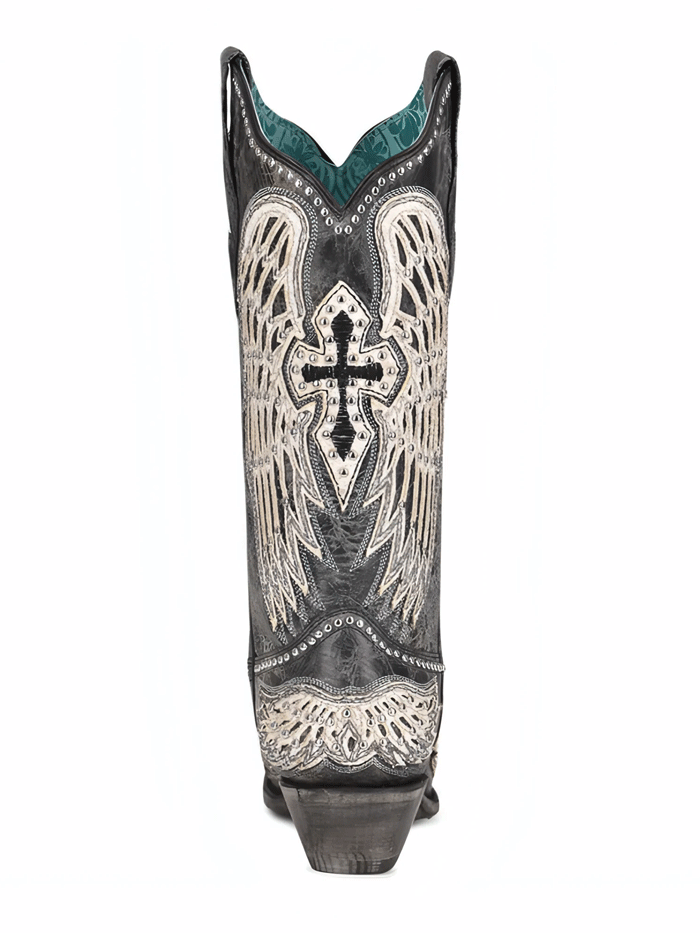 Corral A4232 Women's Wing & Cross Cowhide Western Boots - Black - Perfect for Rodeo, Country Dancing & Western Fashion