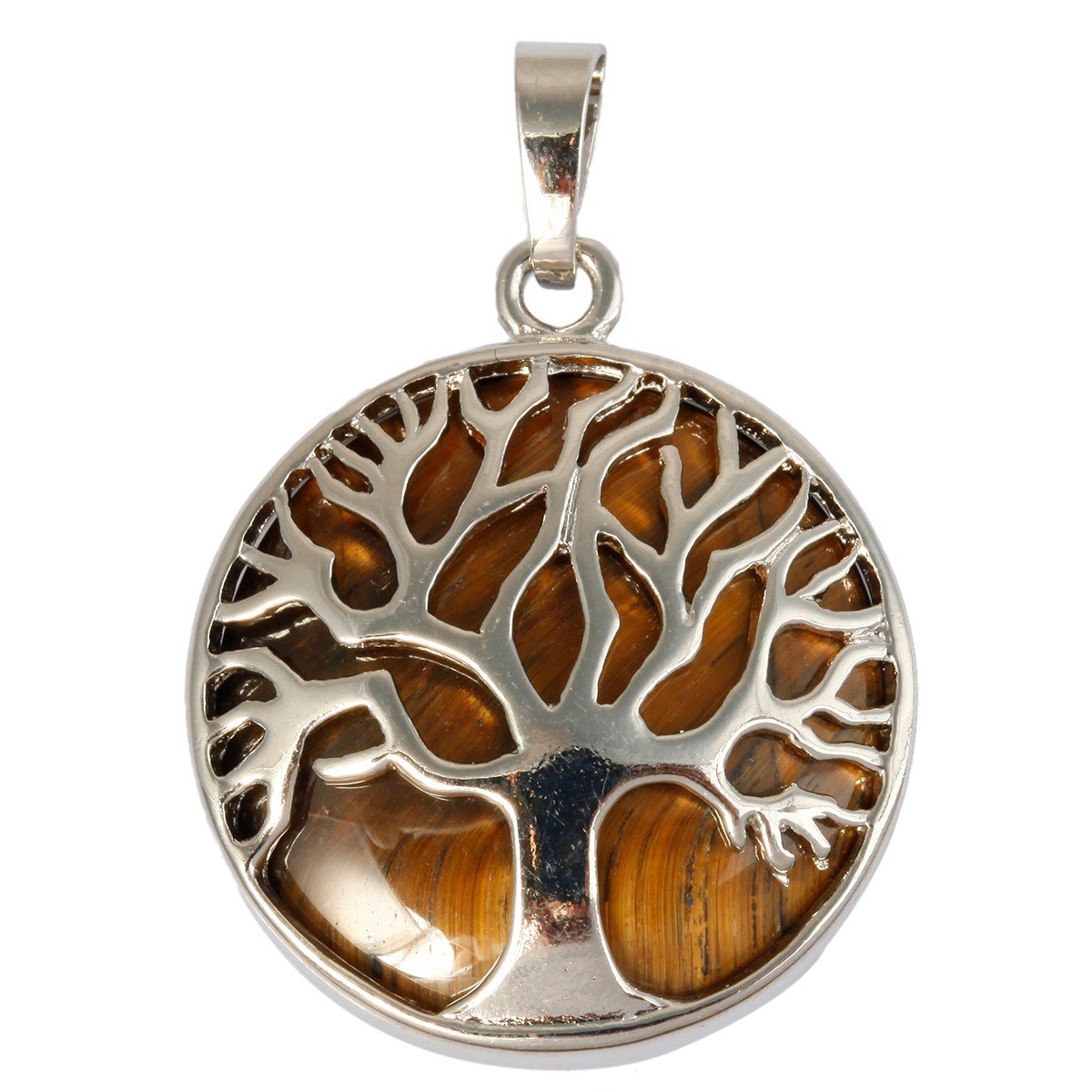 SUNYIK Round Tiger's Eye Stone Amulet Pendant Necklace for Women - Protection & Healing Crystal Jewelry for Meditation, Yoga & Spiritual Gifts