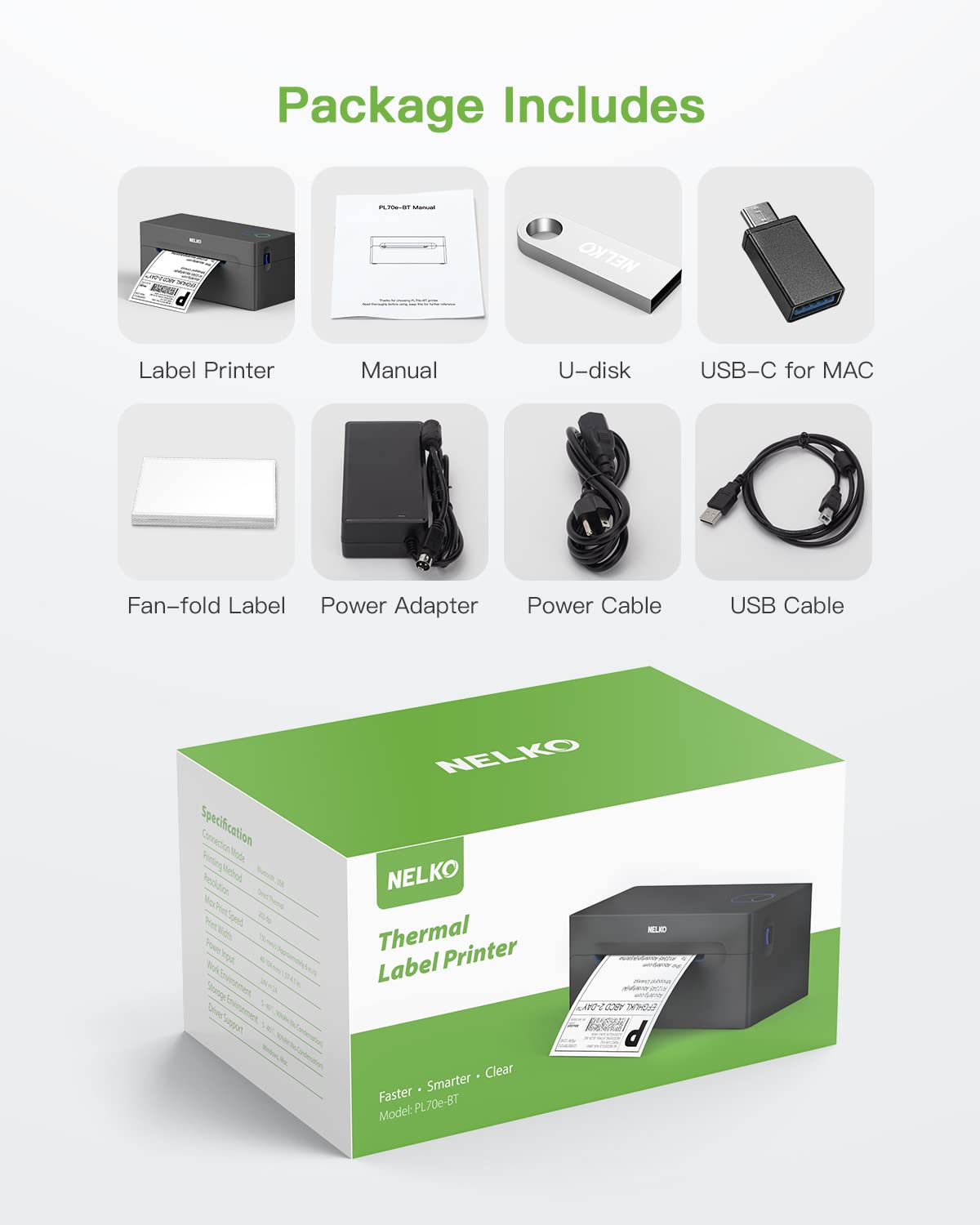 Nelko Label Printer - High-Quality Thermal Label Maker for Shipping, Packaging & Barcodes | Perfect for Ecommerce, Warehouses & Small Businesses