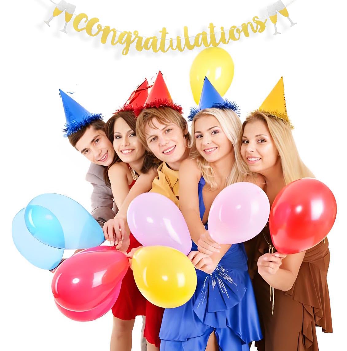 Shimmering Gold Congratulations Banner - Wedding, Anniversary, Graduation & Retirement Party Decorations - Cheers Sign for Celebrations & Special Events