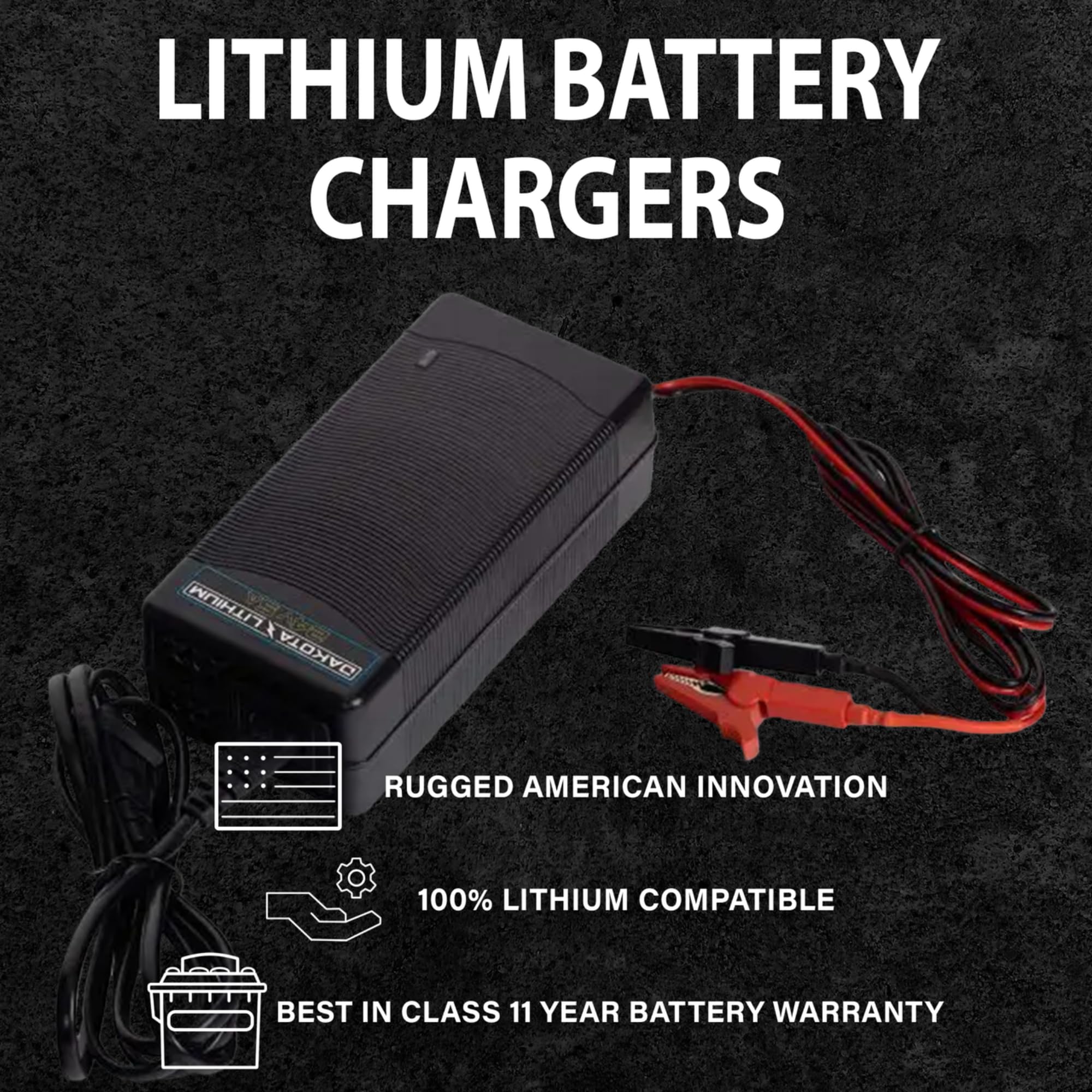Dakota Lithium 24V 5A LiFePO4 Battery Charger - Fast Charging for Deep Cycle Lithium Batteries (Li-ion/LTO Compatible) - Perfect for RVs, Boats & Solar Power Systems