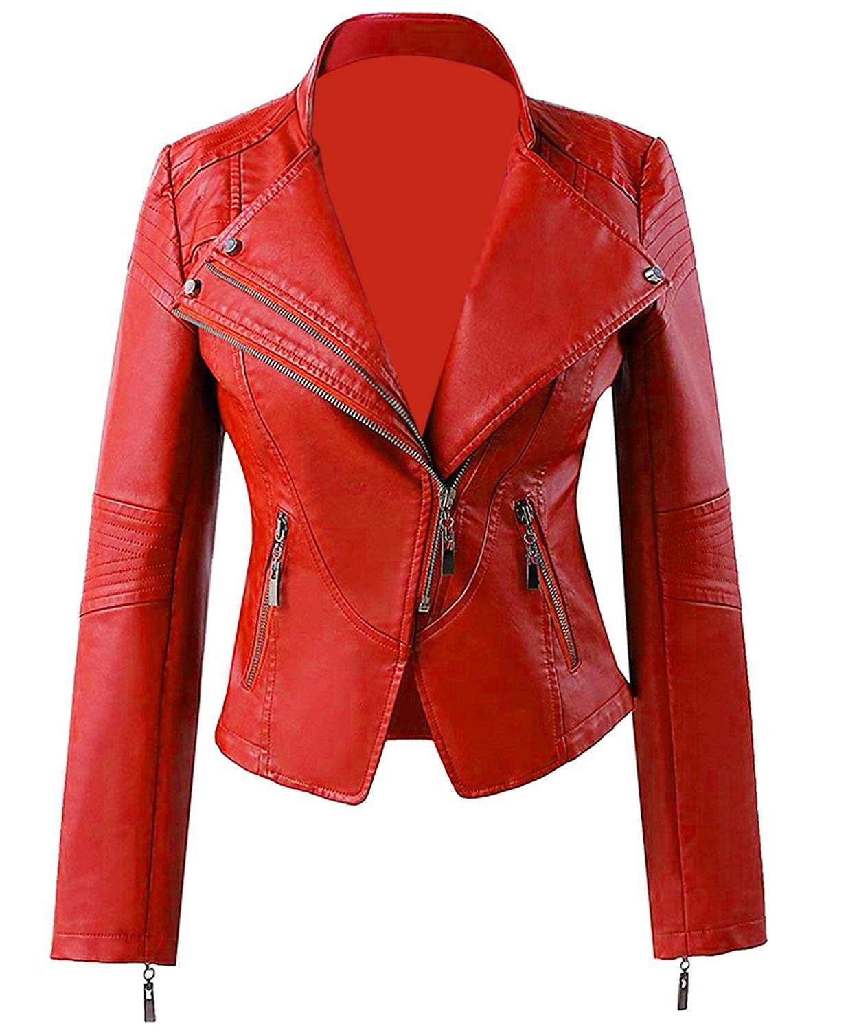 UZ Global Women's Black Leather Jacket - Stylish Faux Leather Biker Jacket for Women, Perfect for Casual Outings and Night Events
