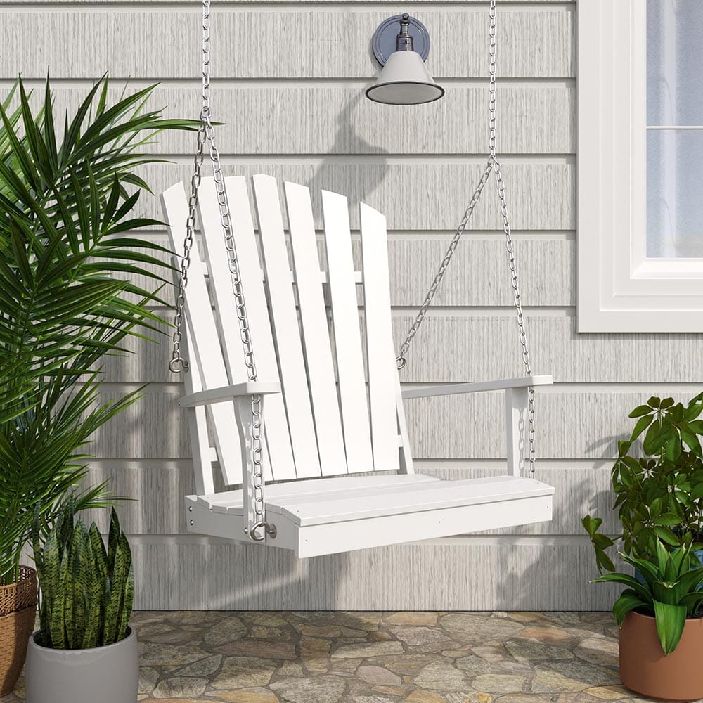 Premium Keystone Amish Co. Adirondack Poly Composite Swing Chair - Durable Outdoor Patio Furniture for Relaxing in Garden, Backyard or Porch