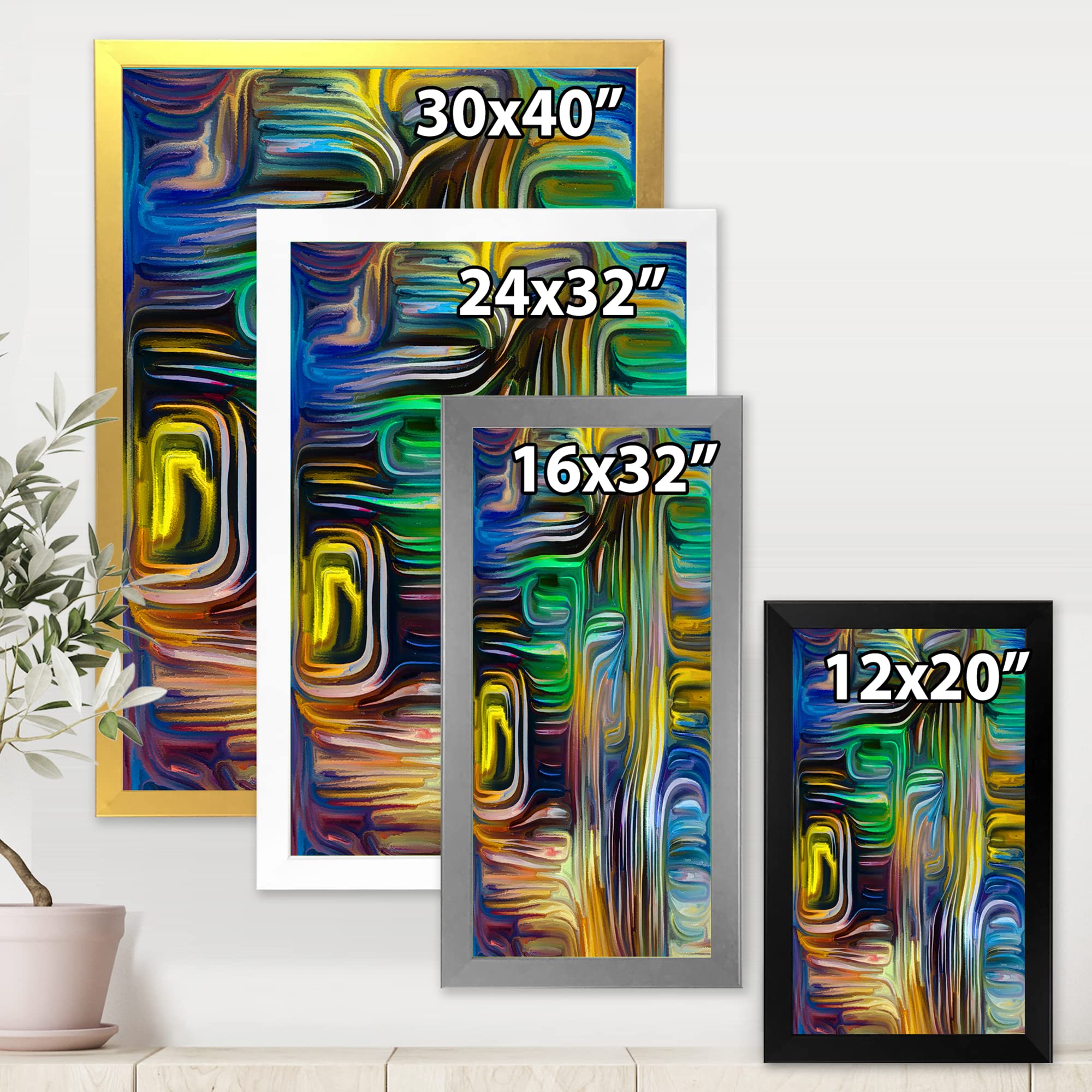 DesignQ Colour Fusion VI Modern Framed Wall Art - Abstract Canvas Painting for Living Room, Bedroom & Office Decor | Ready to Hang Home Wall Decorations