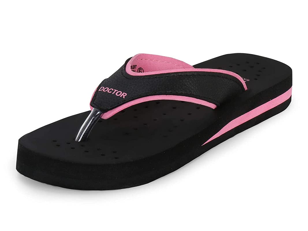 Diabetic & Orthopedic Flip Flops for Women - Super Comfortable Pregnancy Slippers with Arch Support - Ideal for Home, Hospital & Daily Use - Women's Therapeutic House Shoes D-18