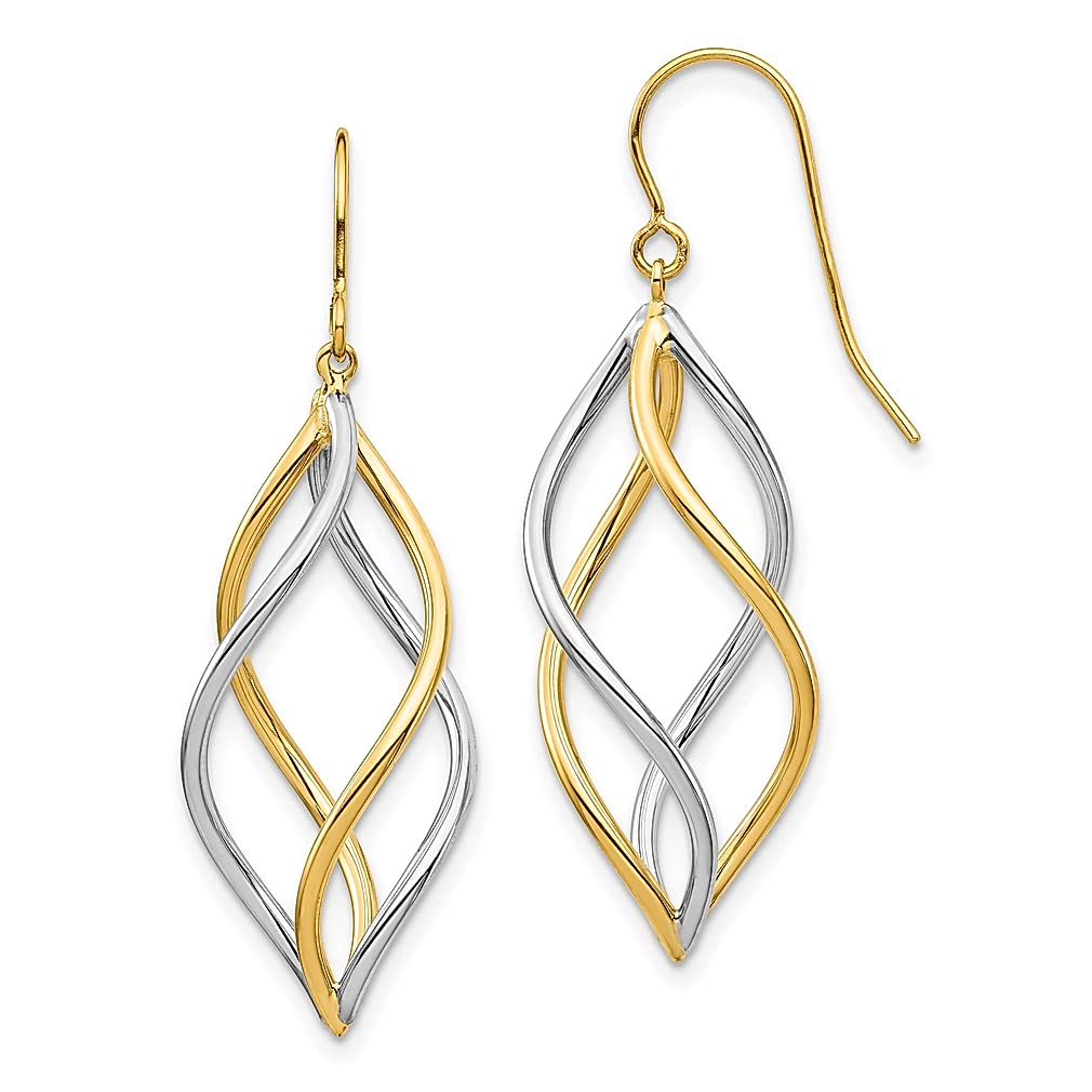 14K Two-Tone Yellow Gold Drop Dangle Chandelier Earrings for Women - Elegant Fine Jewelry Gift for Her - Perfect for Weddings, Parties & Special Occasions