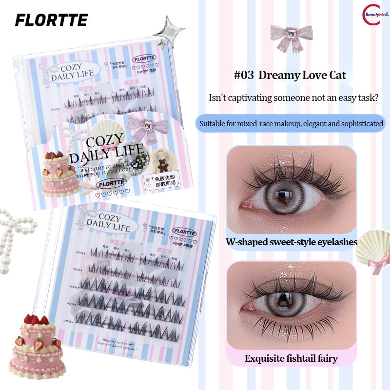 FLORTTE Debutante Diary Series Glue-Free False Eyelashes Natural Look 3D Volume Lashes for Daily Wear & Special Occasions