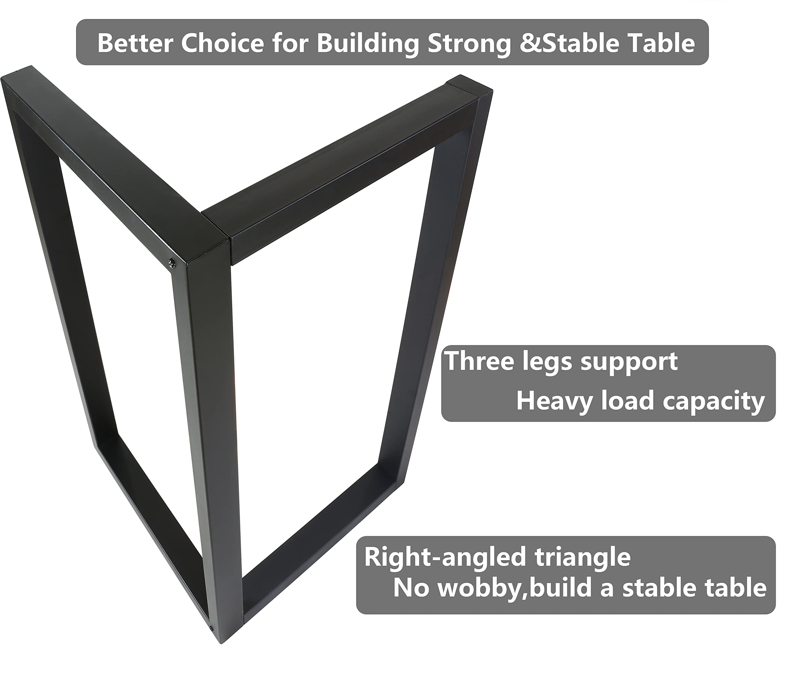28 Inch Heavy Duty Metal Table Legs - Square Tube Replacement Legs for Coffee & Dining Tables (Set of 2) | Durable Furniture Legs for Home & Office Use