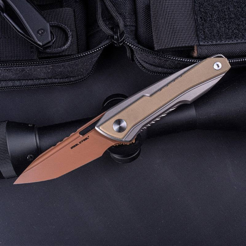 Real Steel Bullet S35VN Titanium Folding Knife 5221C - EDC Pocket Knife for Outdoor Camping, Hiking & Survival Gear