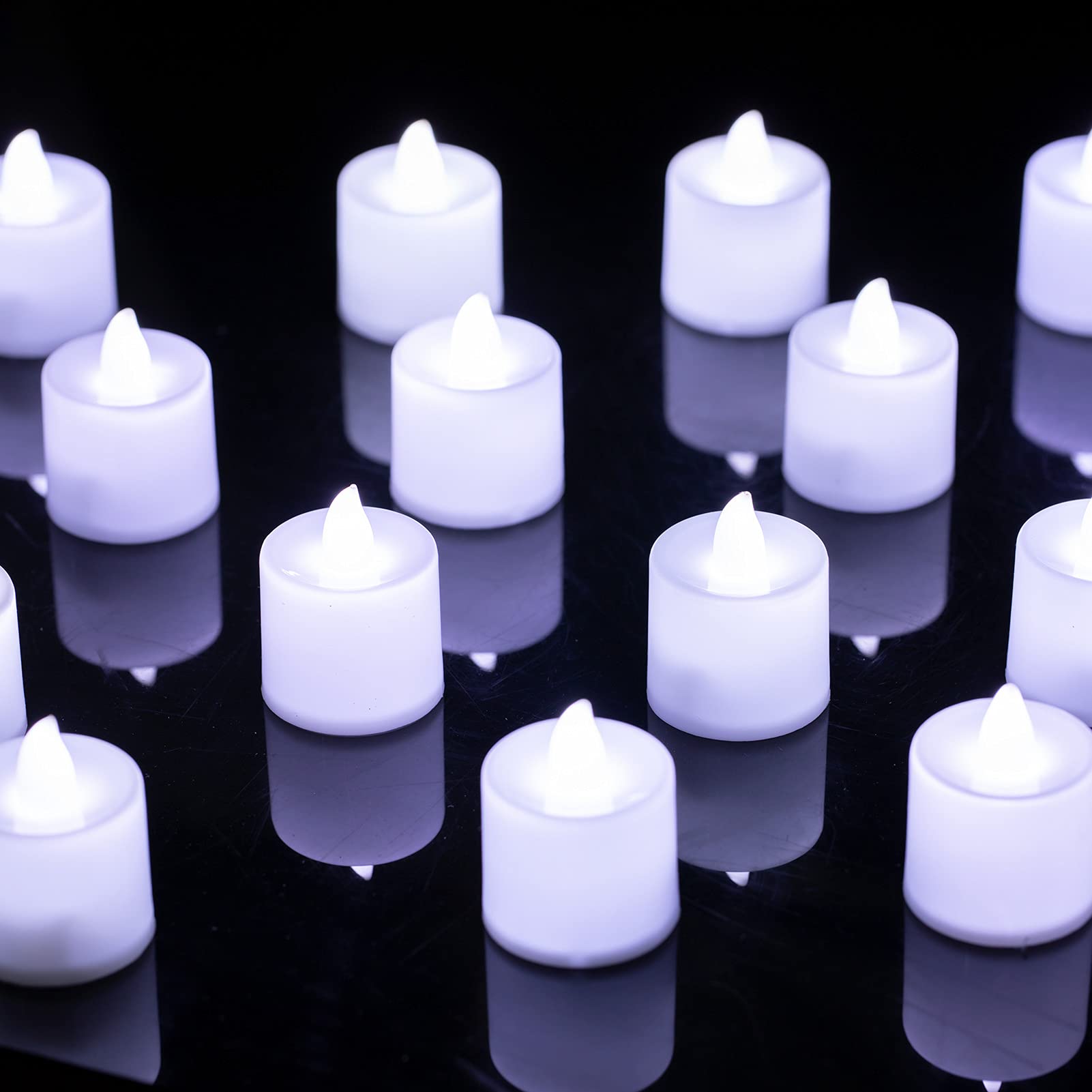 LANKER 24 Pack Flameless LED Tea Lights - Battery Operated Candles for Christmas Halloween Decor