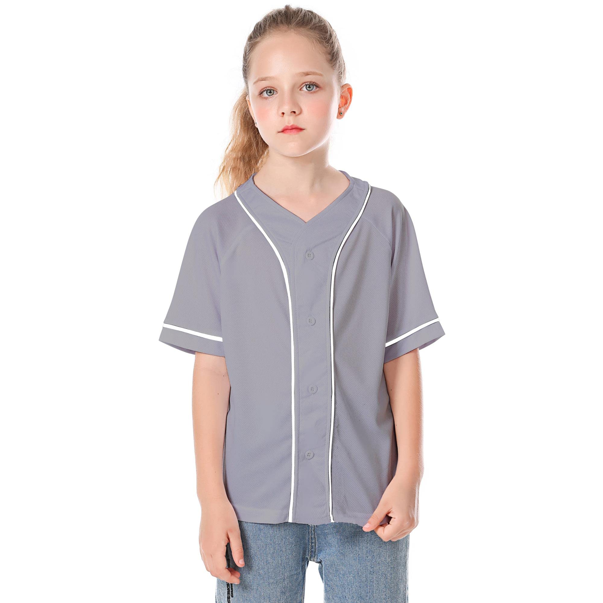 Trendy Kids Baseball Jersey Button-Up T-Shirt - Boys & Girls Hip Hop Style Black and White Short Sleeve Tee for Sports, Casual Wear & Street Fashion