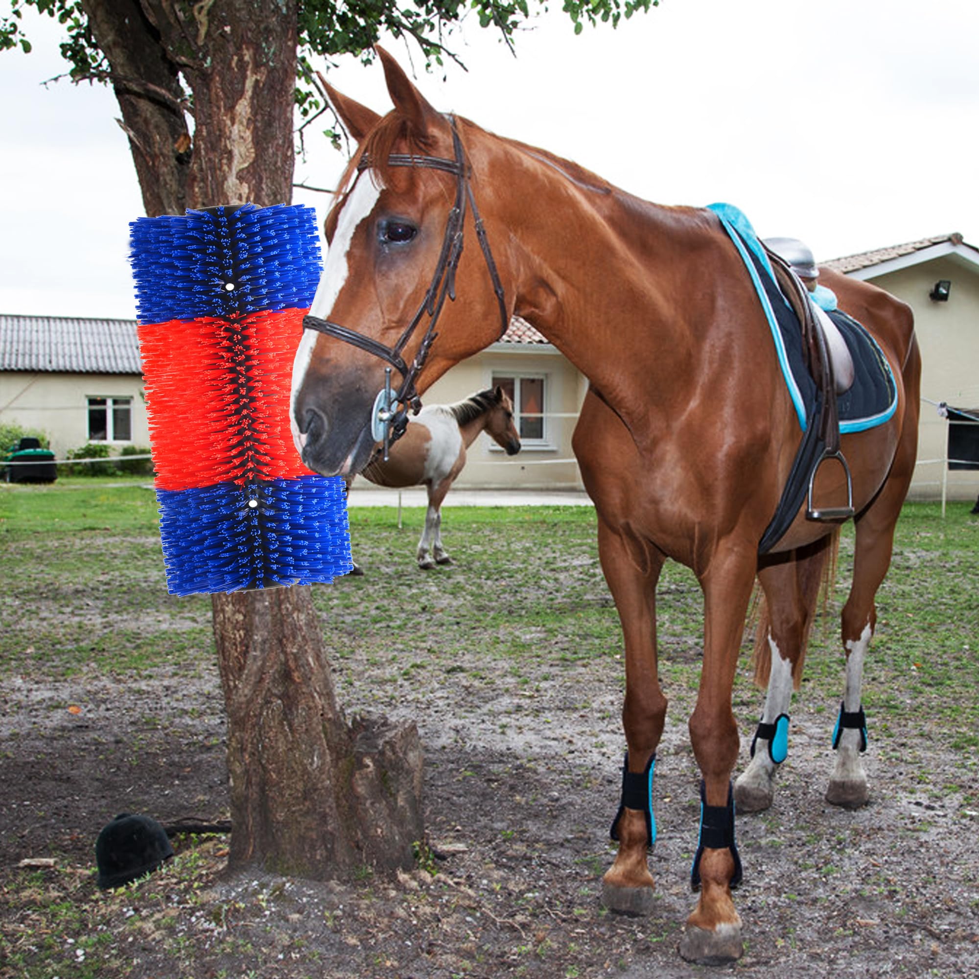 4PCS Livestock Scratch Brushes for Horses, Cattle, Pigs & Sheep - Anti-Itch Grooming Tool for Animal Comfort - Relieves Back Itching & Skin Irritation - Durable Red Brushes for Farm Animals & Ranch Use - Perfect for Daily Grooming, Shedding & Massage