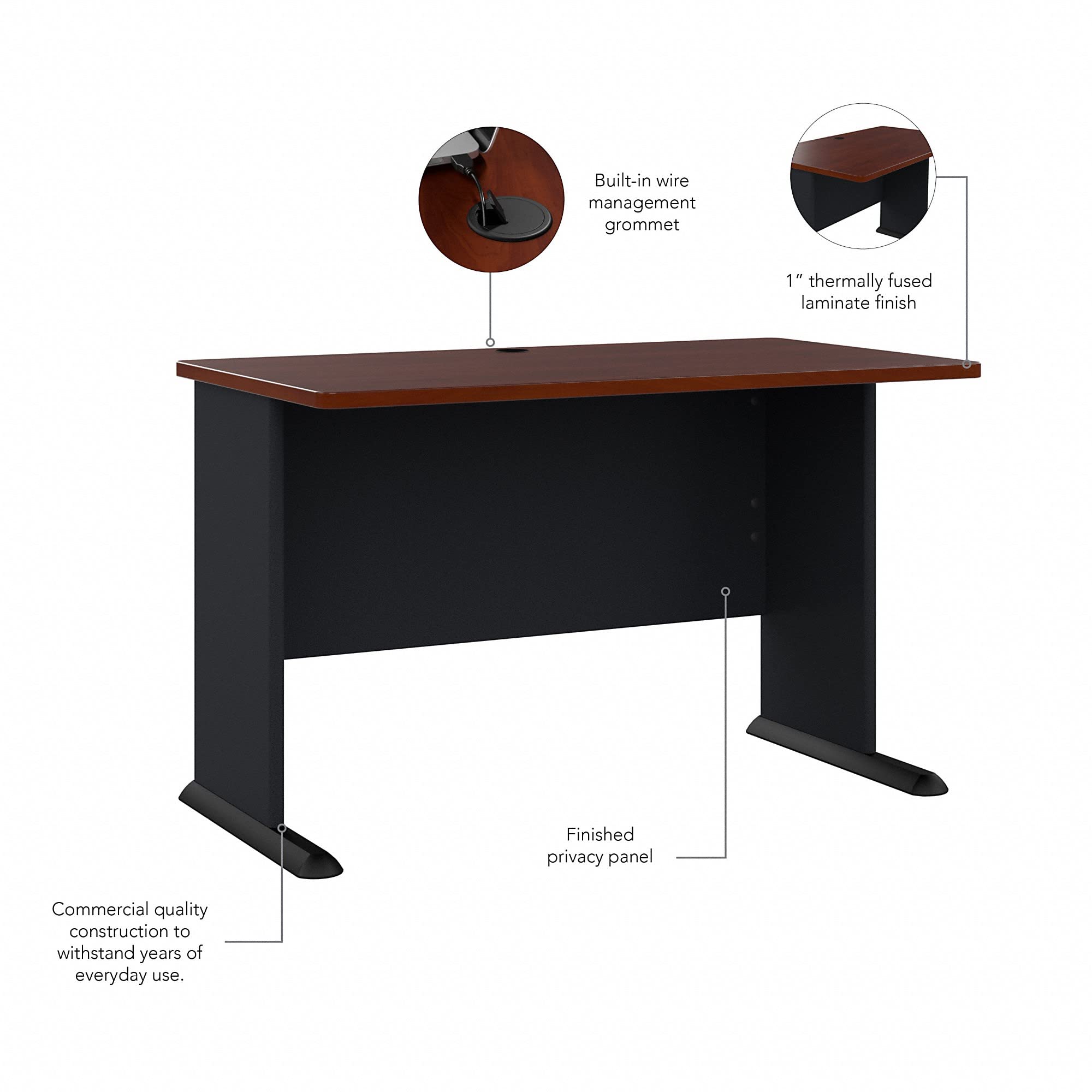 Bush Business Furniture Series A 72W & 48W Office Desks in Hansen Cherry & Galaxy Finish - Perfect for Home Office, Workspace & Business Environments