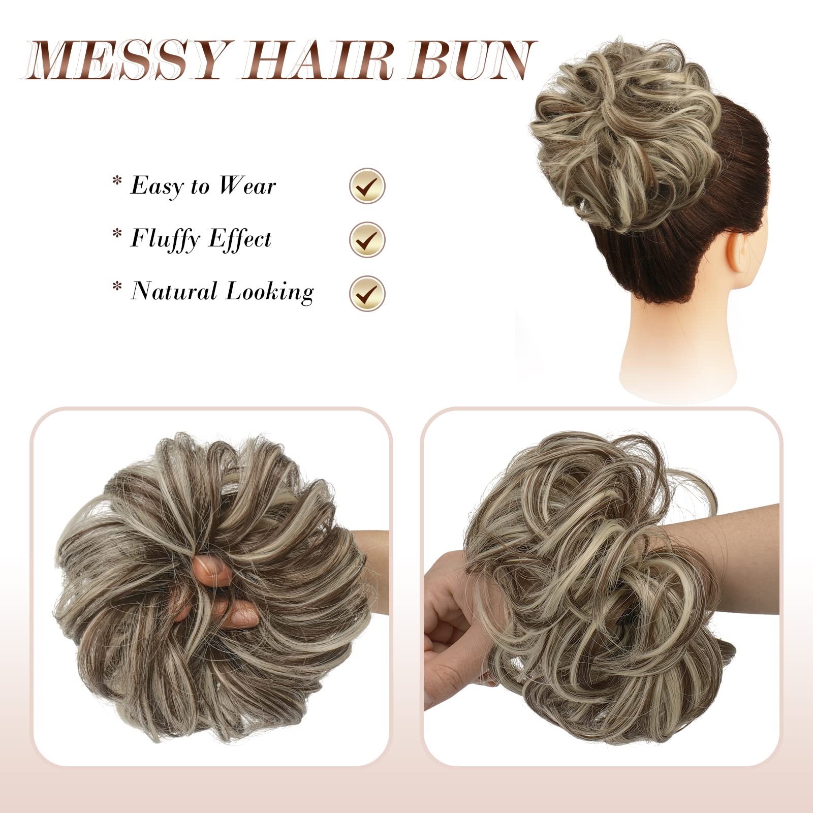 Large Curly Hair Bun Scrunchie Extension - Perfect for Ponytails, Updos & Everyday Hairstyles