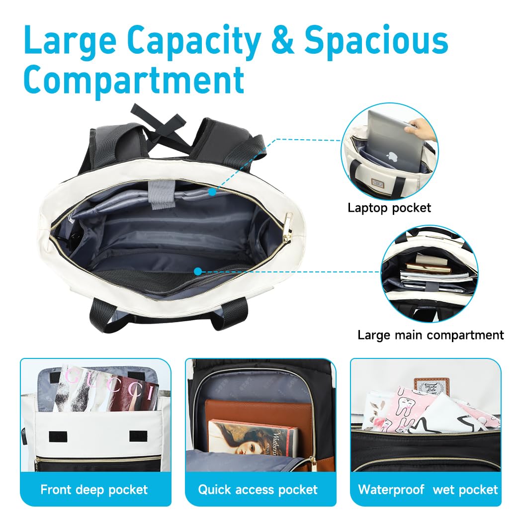 Women's Travel Backpack with Laptop Compartment & 3 Packing Cubes - Convertible College & Work Backpack (Black) | Perfect for Business Trips, Commuting & Campus Life