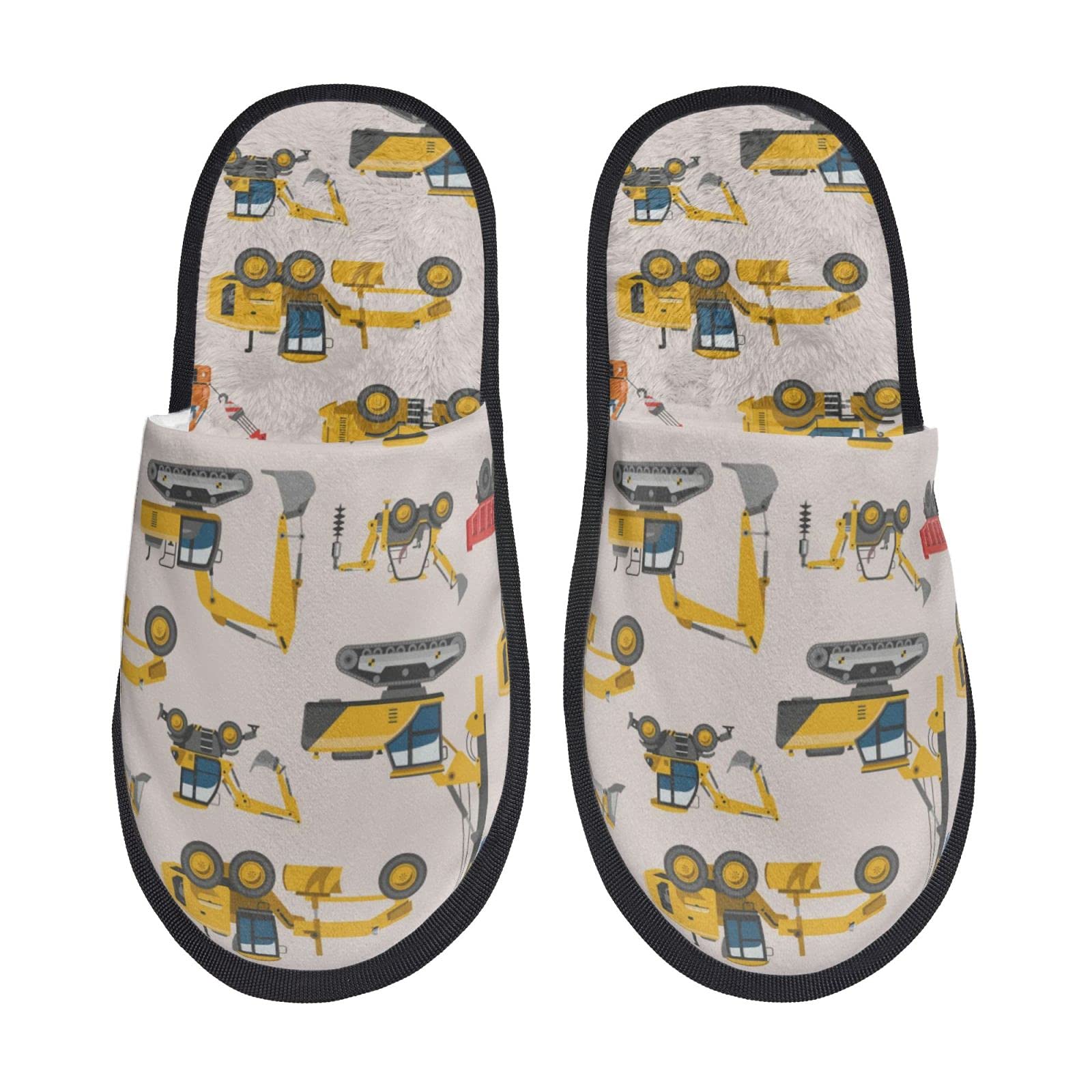 **Cartoon Machinery Excavator Slippers for Men & Women - Cozy Plush House Shoes, Winter Indoor Warm Soft Slippers for Home, Lounge & Casual Wear**