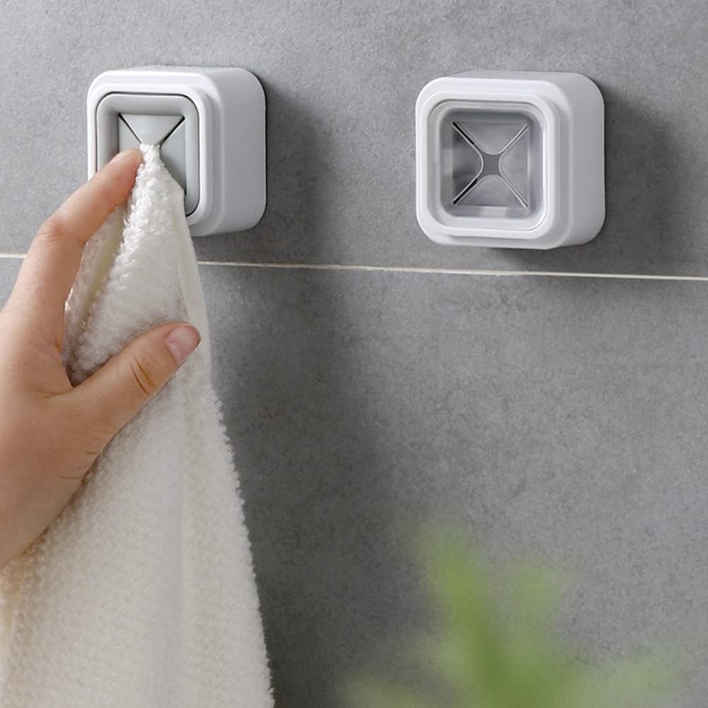 BIRZAR Punch Free Towel Holder - 5 Pack Stainless Steel Bathroom & Kitchen Organizer Rack for Towels, Washcloths, Napkins - Space Saving Storage Solution for Small Bathrooms, Kitchens, RVs & Dorm Rooms