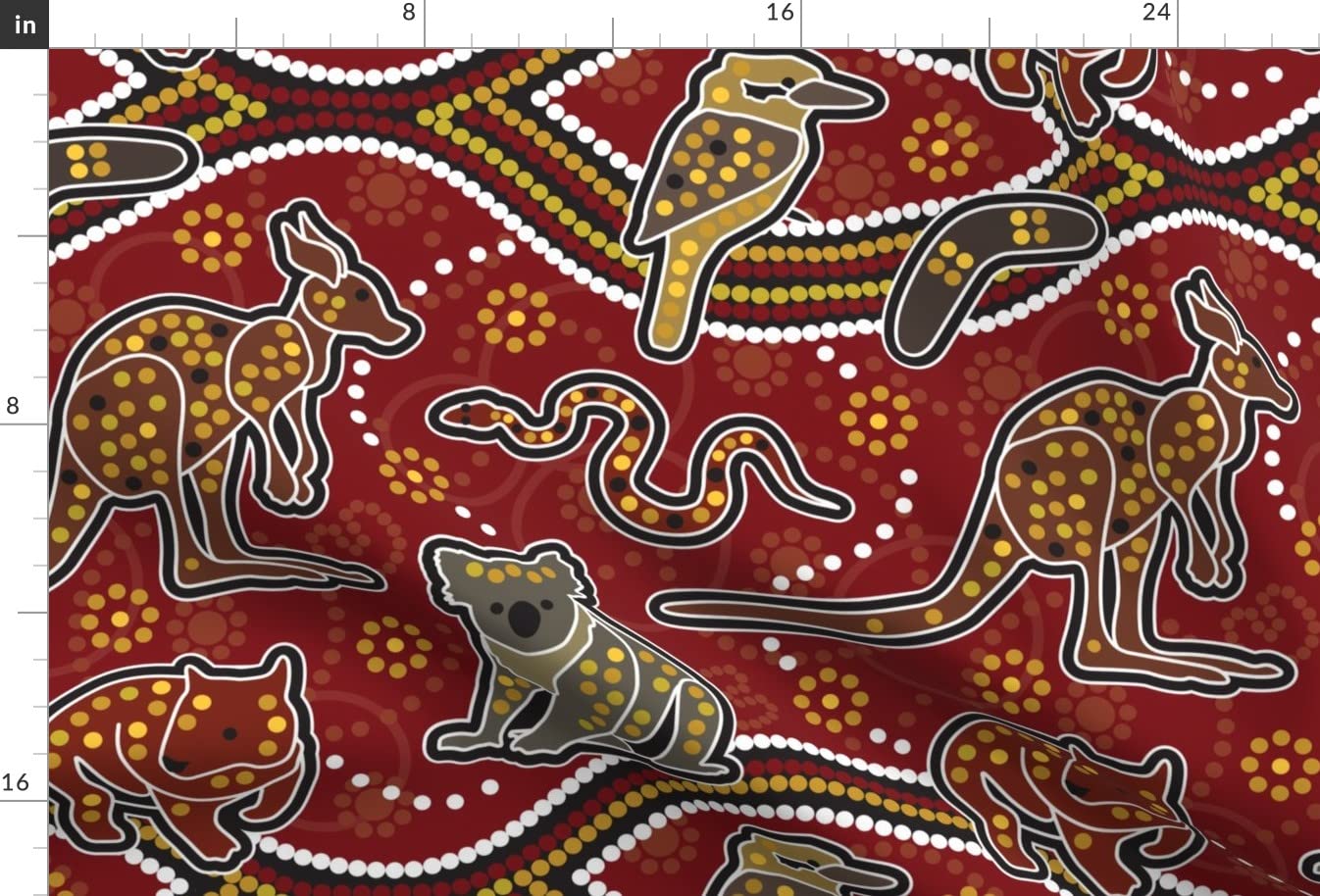 Aussie Kangaroo Wombat Printed Satin Fabric by The Yard - Premium Sewing Material for Apparel, Fashion, Blankets & Home Decor | Perfect for DIY Crafts, Quilting, and Upholstery Projects