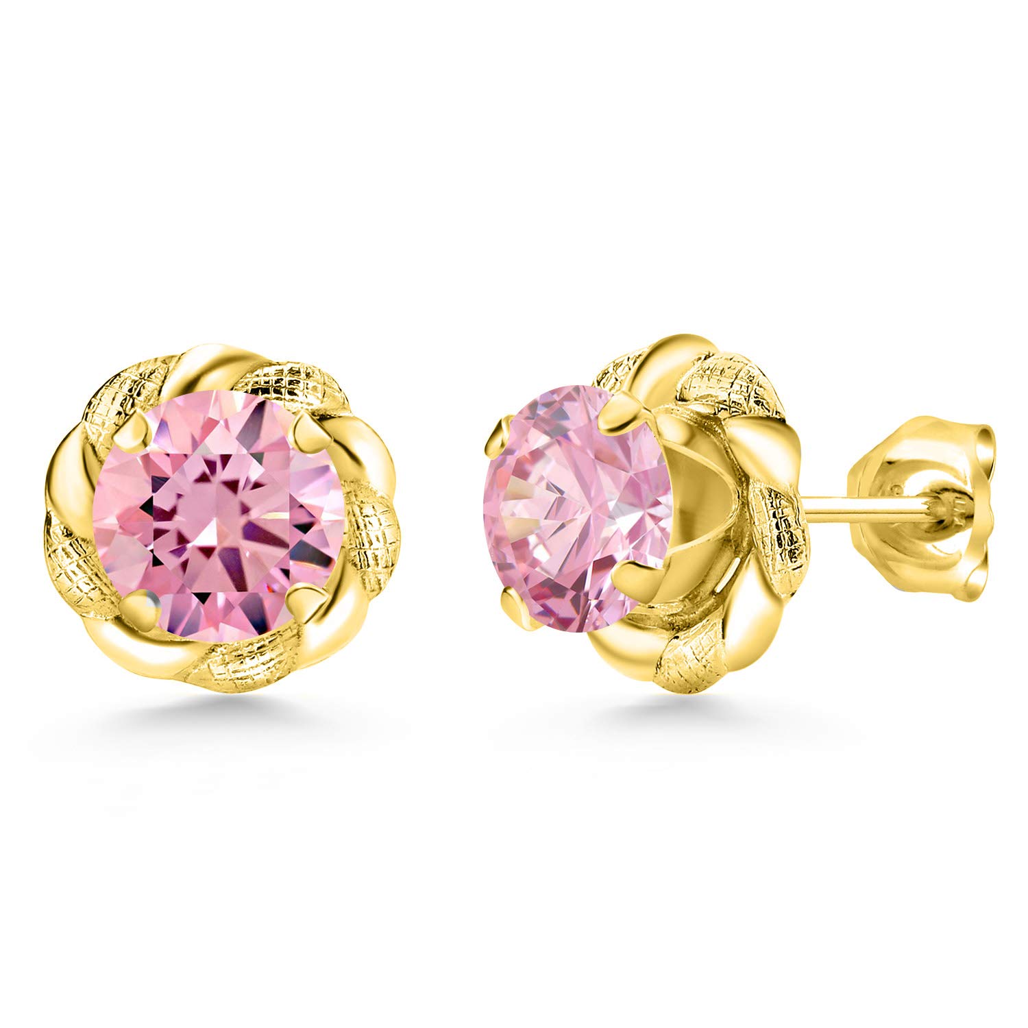 Gem Stone King 925 Sterling Silver 6MM Round Gemstone Birthstone Flower Stud Earrings for Women & Men - Perfect Gift for Birthday, Anniversary & Special Occasions