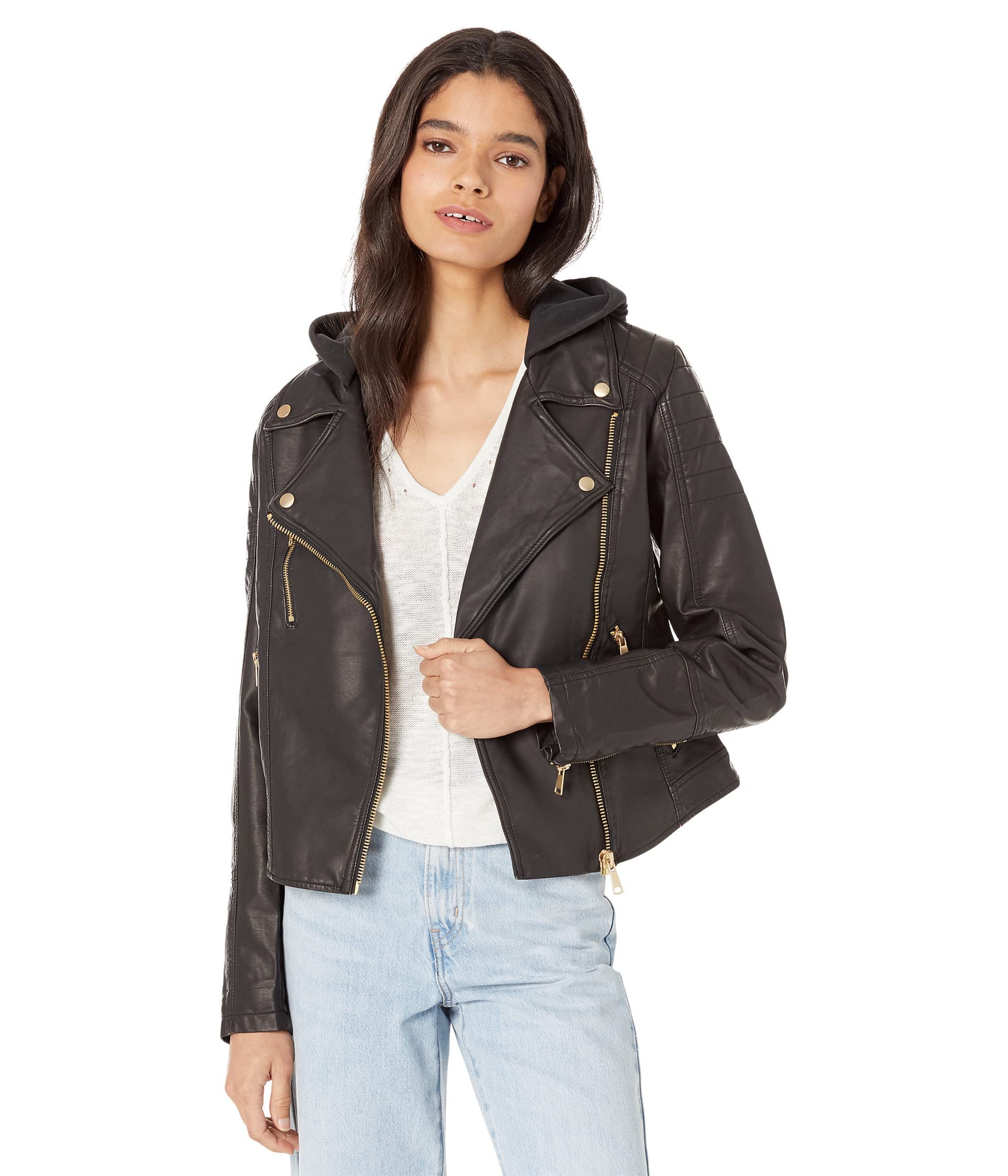 Free People Harriett Faux Leather Jacket - Women's Vegan Leather Moto Style Coat for Fall & Winter Fashion | Perfect for Casual Outfits, Date Nights & Layering