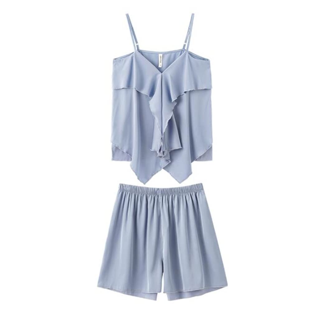 Ice Silk Thin Strap Pajama Set for Women - Summer Sexy Two-Piece Shorts Homewear (Color A, Size M) | Comfortable Sleepwear for Hot Nights & Relaxing at Home