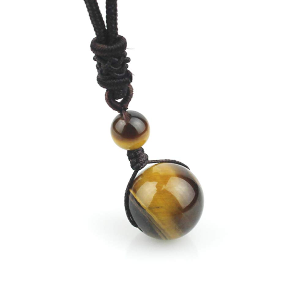Handmade Chinese Style 16mm Natural Tiger Eye Beaded Pendant Necklace - Perfect for Boho Fashion, Meditation & Spiritual Healing Jewelry