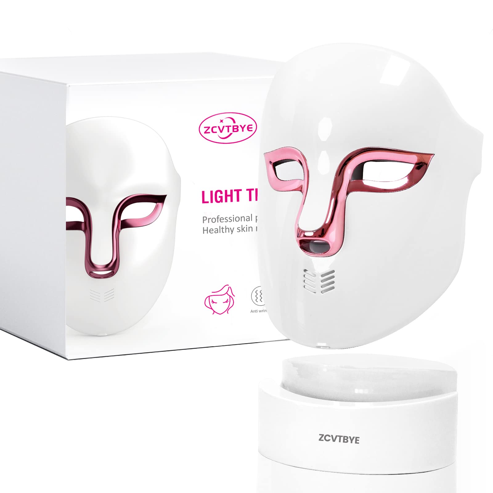 FDA Cleared LED Face Mask Light Therapy - 486 LED Red Blue Orange Light for Skin Tightening & Rejuvenation | Anti-Aging Beauty Tool for Women | Perfect Gift for Mother & Lover | Use for At-Home Spa, Acne Treatment & Wrinkle Reduction
