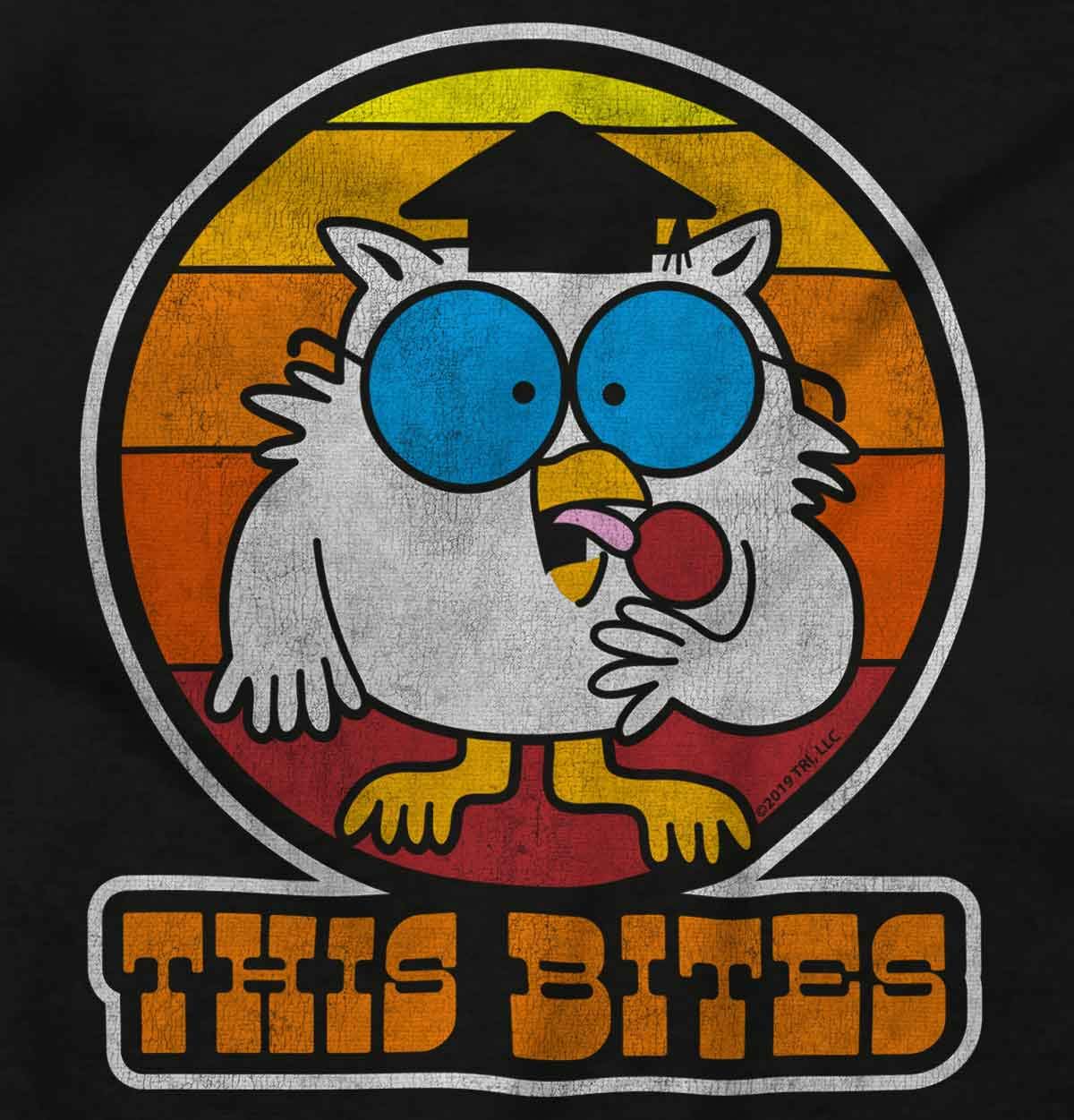Funny Mr Owl Tootsie Pop Crewneck T-Shirt for Boys & Girls - Cute Cartoon Graphic Tee for School, Casual Wear & Family Outings