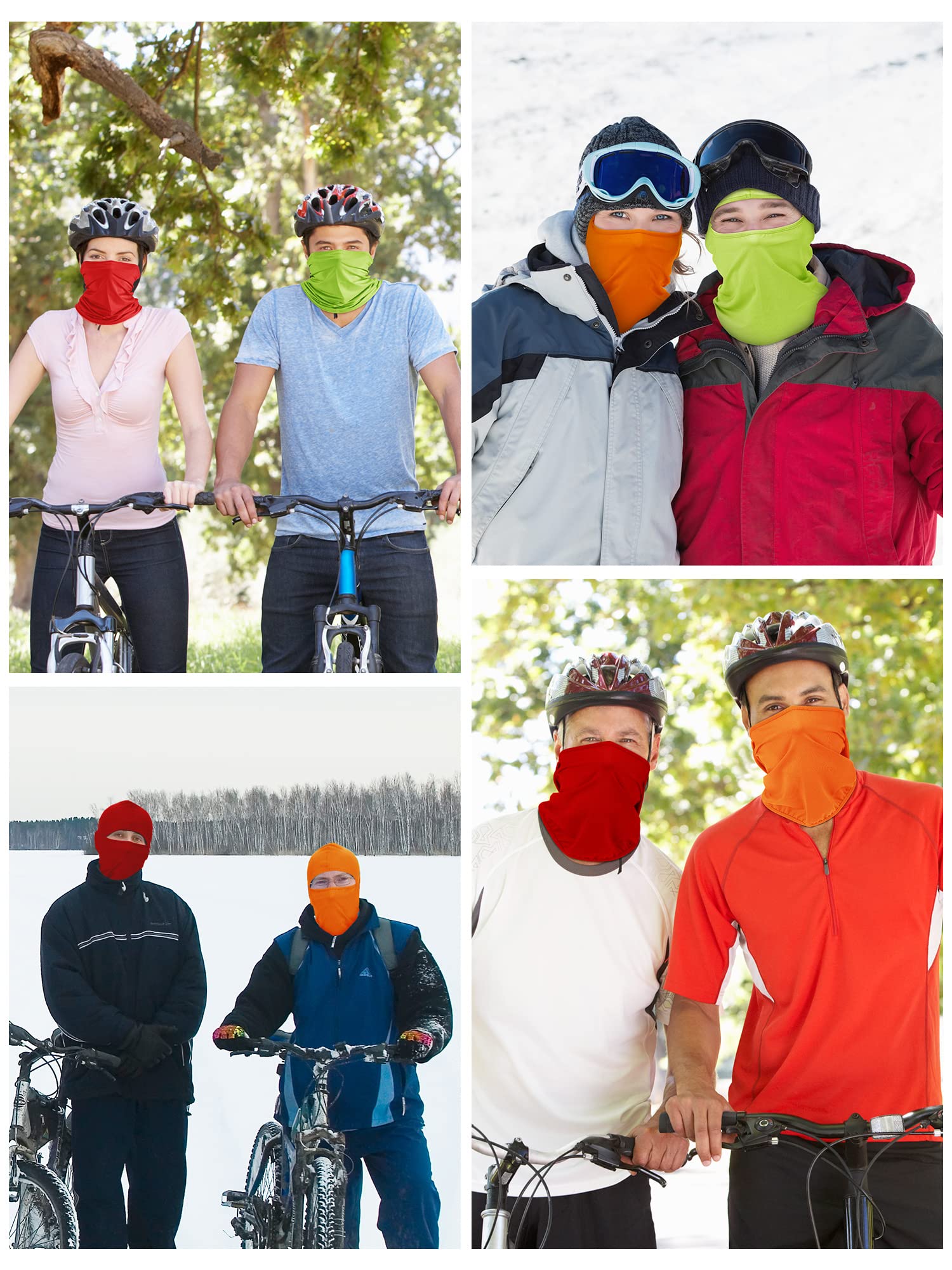 SATINIOR 9-Piece Ski Mask Set for Men - Full Face Cover UV Sun Protection, Cooling Balaclava, Neck Gaiter, Scarf & Bandana (Red, Orange, Green) - Perfect for Skiing, Snowboarding, Motorcycling & Outdoor Sports