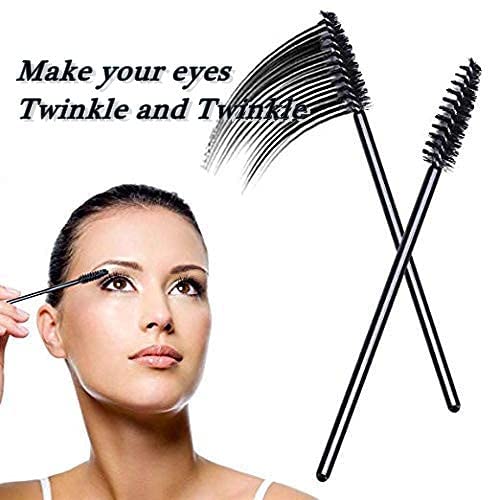 50 Pcs Black Eyelash Brushes - Mascara Wands & Spoolies for Eyelash Extensions, Eyebrow Makeup - Perfect for Professional Salon Use & DIY Beauty at Home