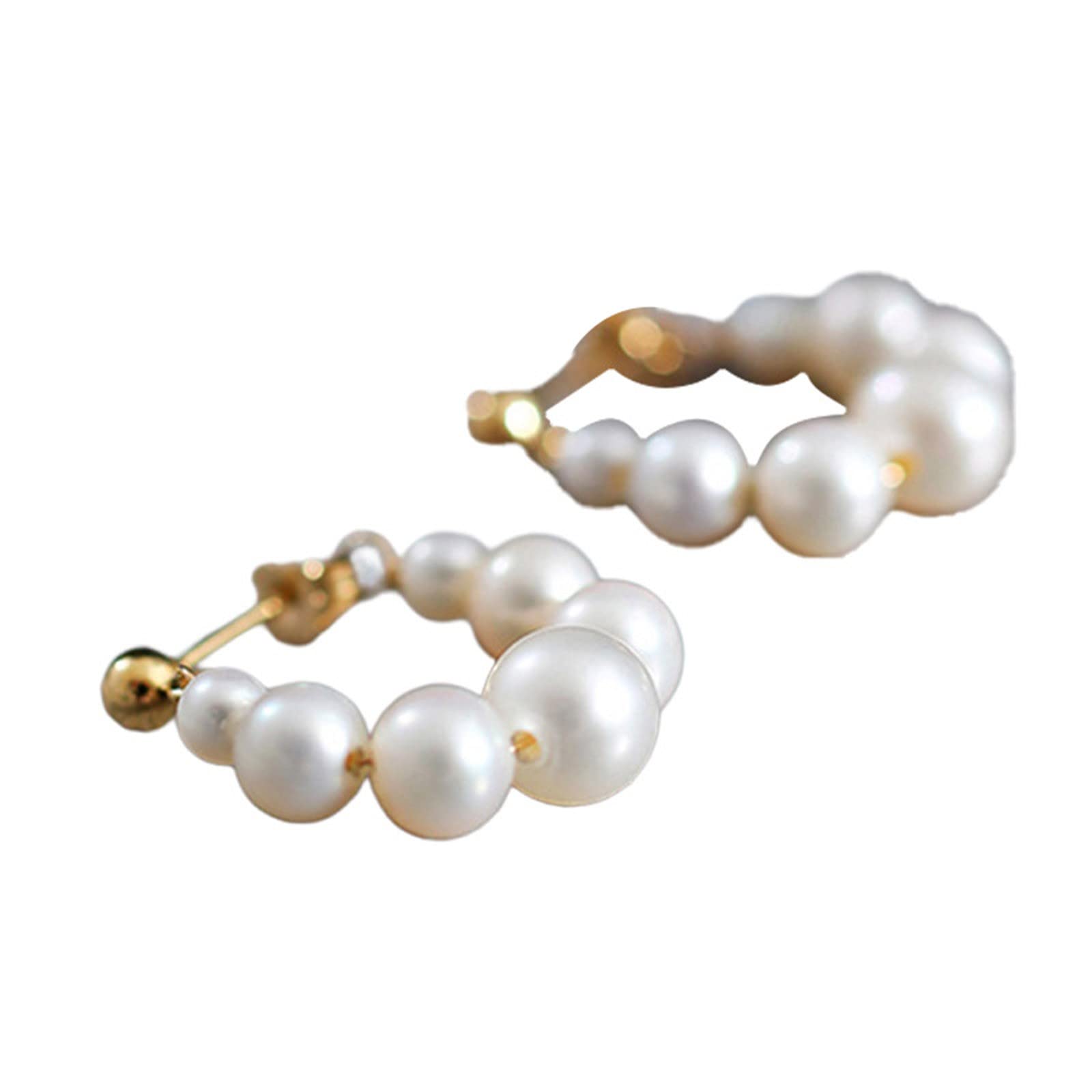 Elegant Pearl Hoop Earrings for Women - Fashionable Light Luxury Statement Jewelry - Large Hoop Earrings One Size - Perfect for Parties, Weddings & Everyday Wear