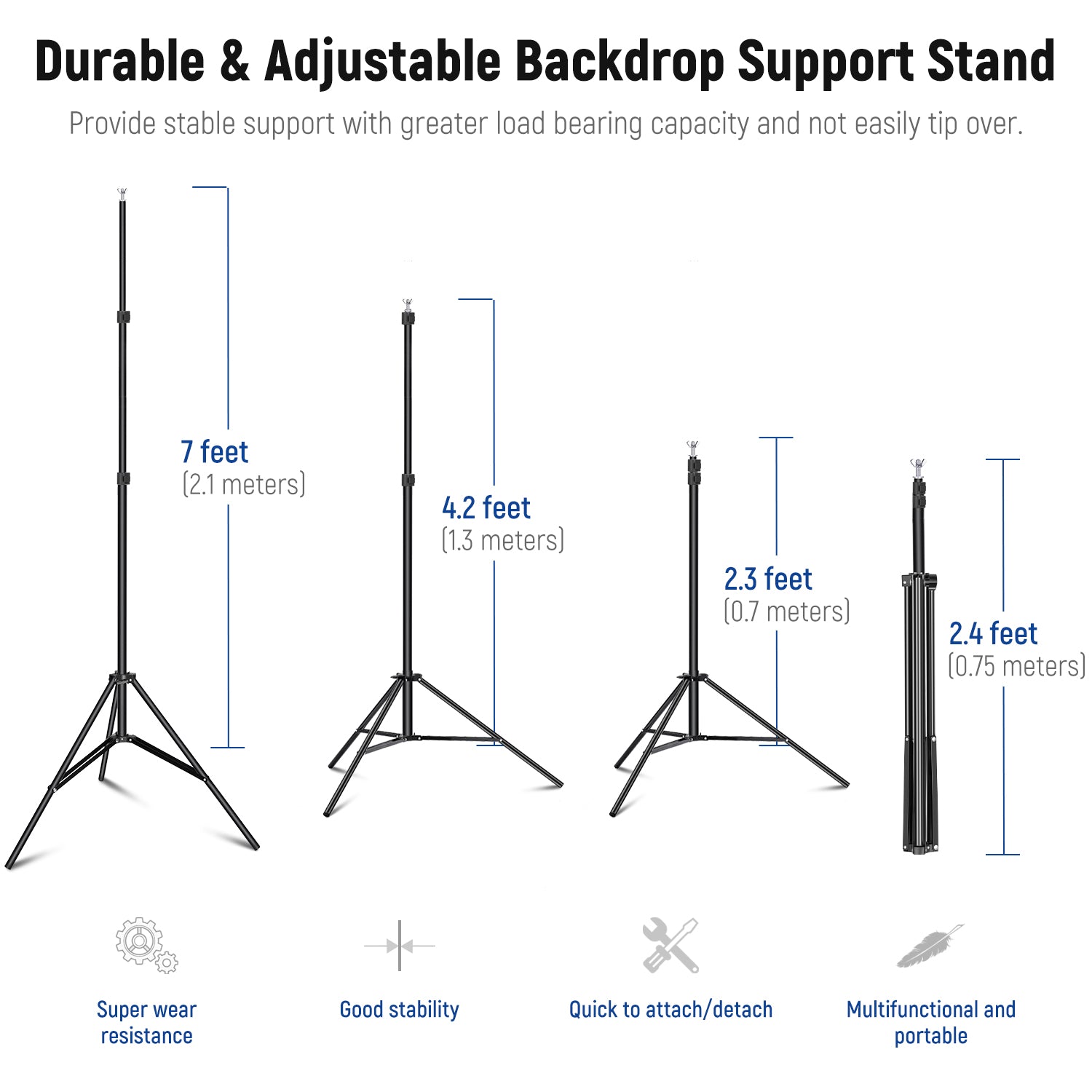 NEEWER 3x2.1m (10x7ft) Photography Backdrop Stand Kit - Portable Background Support System for Studio, YouTube Videos & Live Streaming