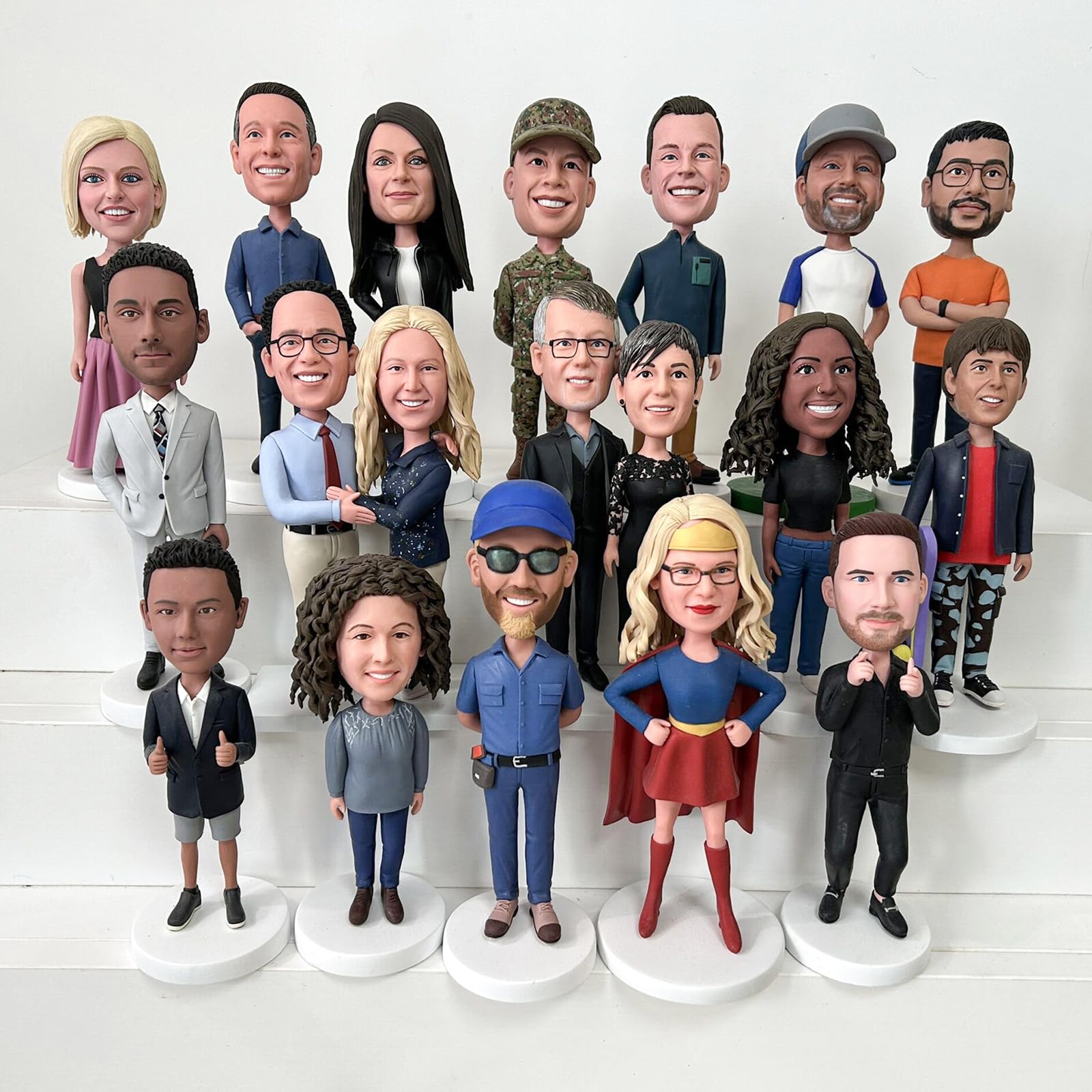 Custom Wedding Bobblehead Figurines - Personalized Handmade Clay Couple Statue, Groom & Bride Cake Topper - Perfect for Wedding Anniversaries, Bridal Showers & Romantic Home Decor