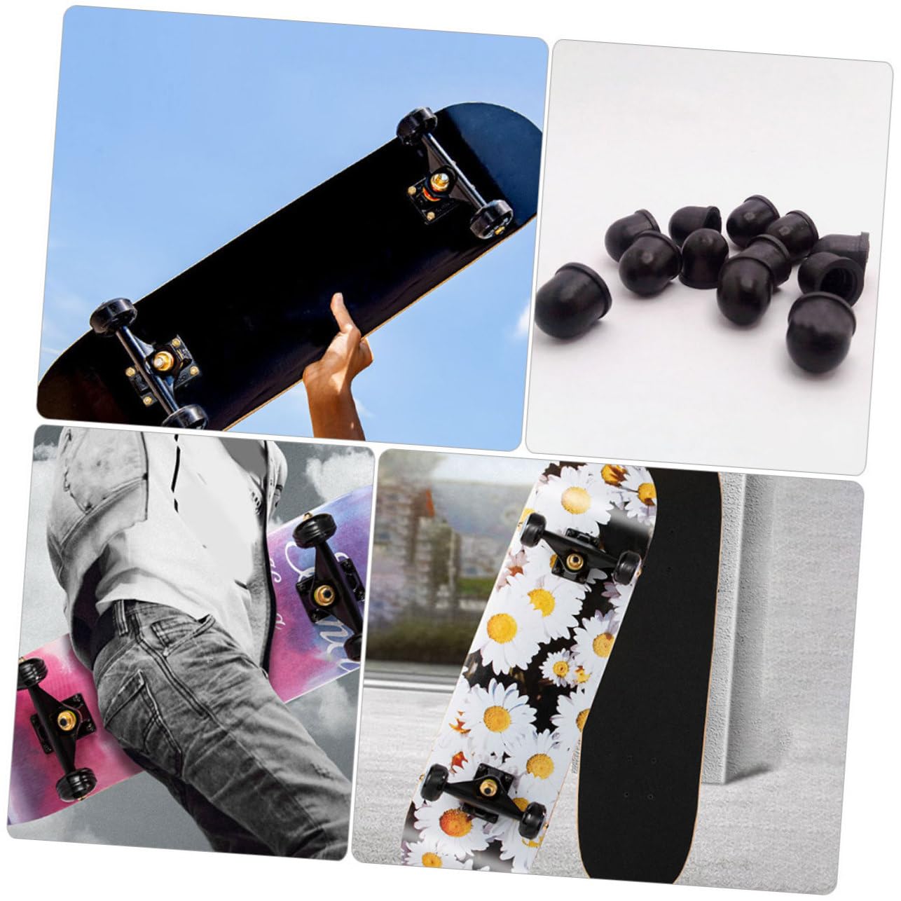 12pcs Skateboard Bowl Mat Roller Pivot Cups - Longboard Truck Replacement Parts & Accessories with Bones Bushings - Perfect for Skateboard Maintenance, Longboard Upgrades & Bowl Riding Accessories