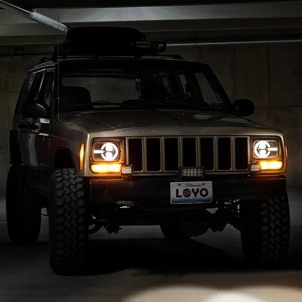 LOYO 5x7 Inch LED Headlights with DRL & Turn Signal for Jeep Wrangler YJ Cherokee XJ Trucks - High Performance Off-Road Lighting for Night Driving & Adventure